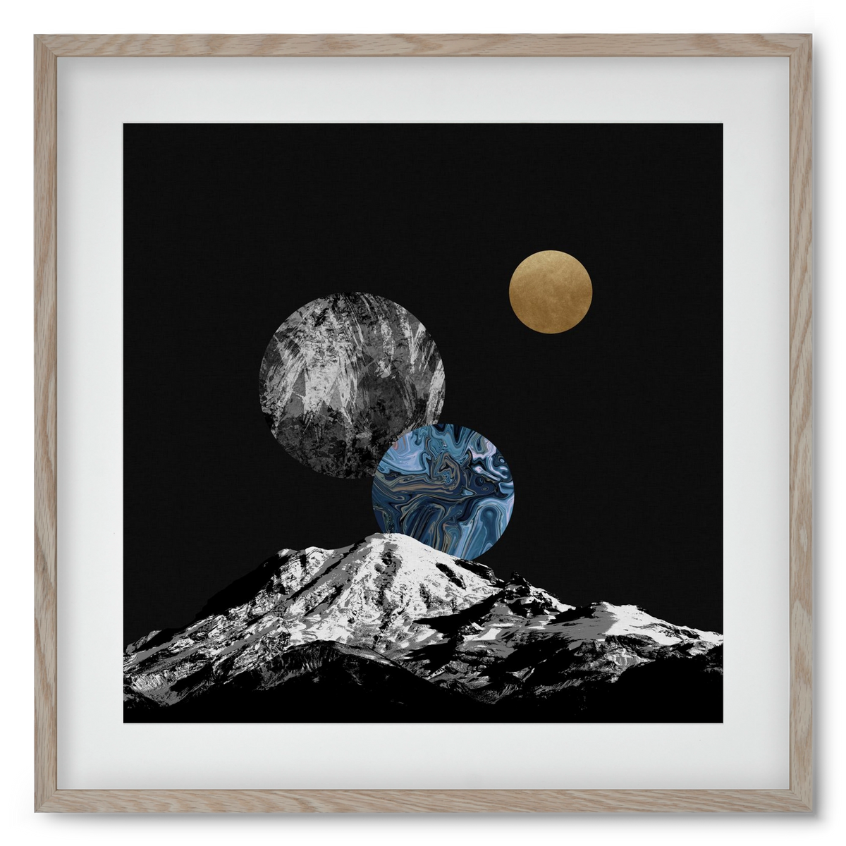 Space II, 50x50 cm (40x40 cm), Tölgy keret, paszpartuval