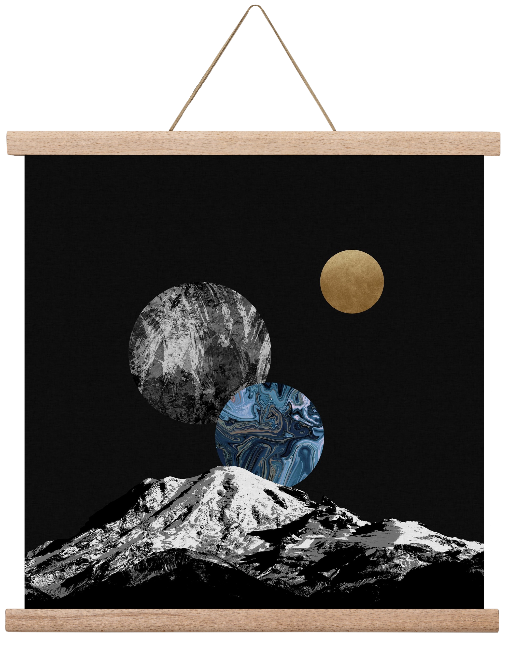 Space II, 40x40 cm (40x40 cm), Tölgy akasztó