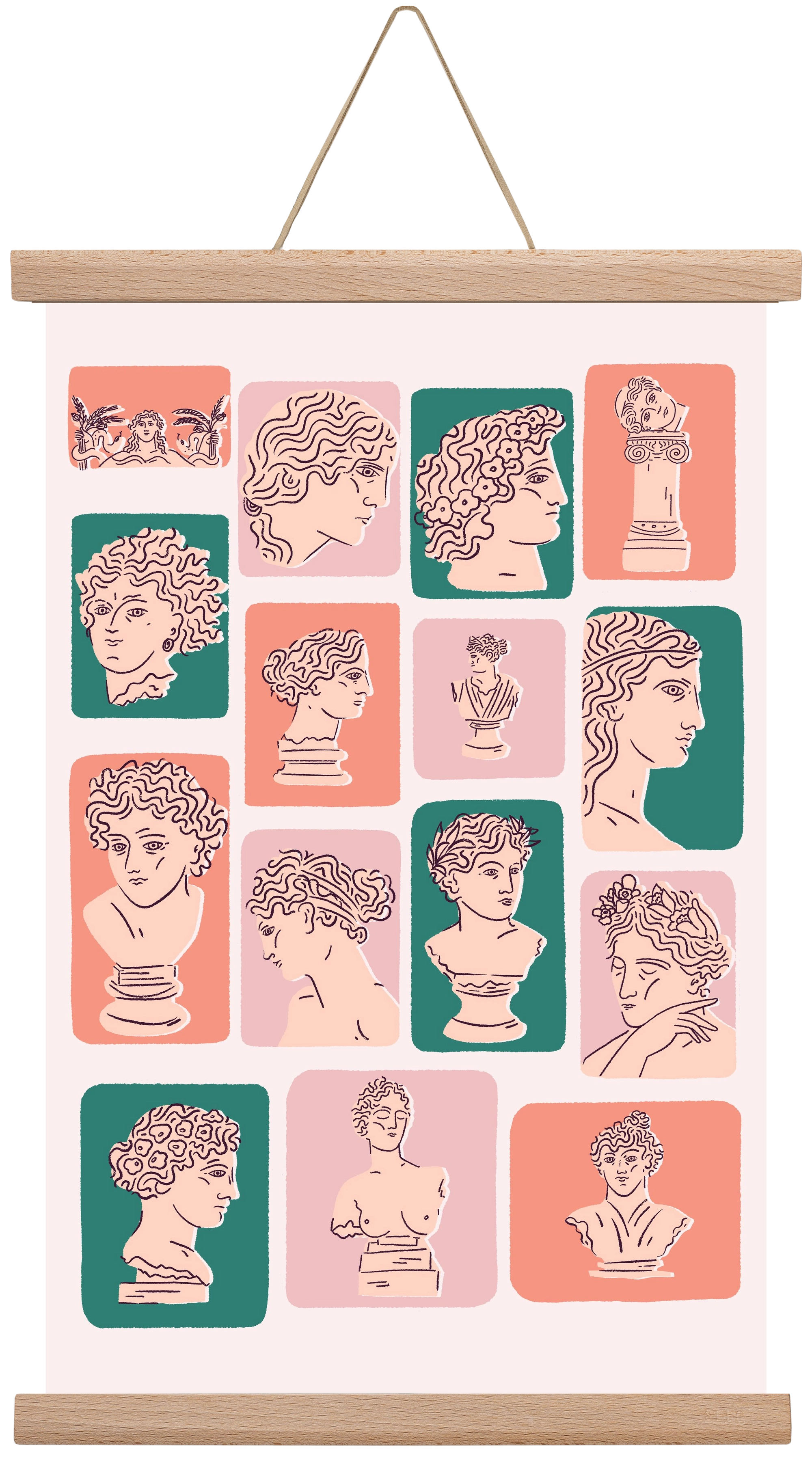 Ancient Faces, 30x45 cm (30x45 cm), Tölgy akasztó