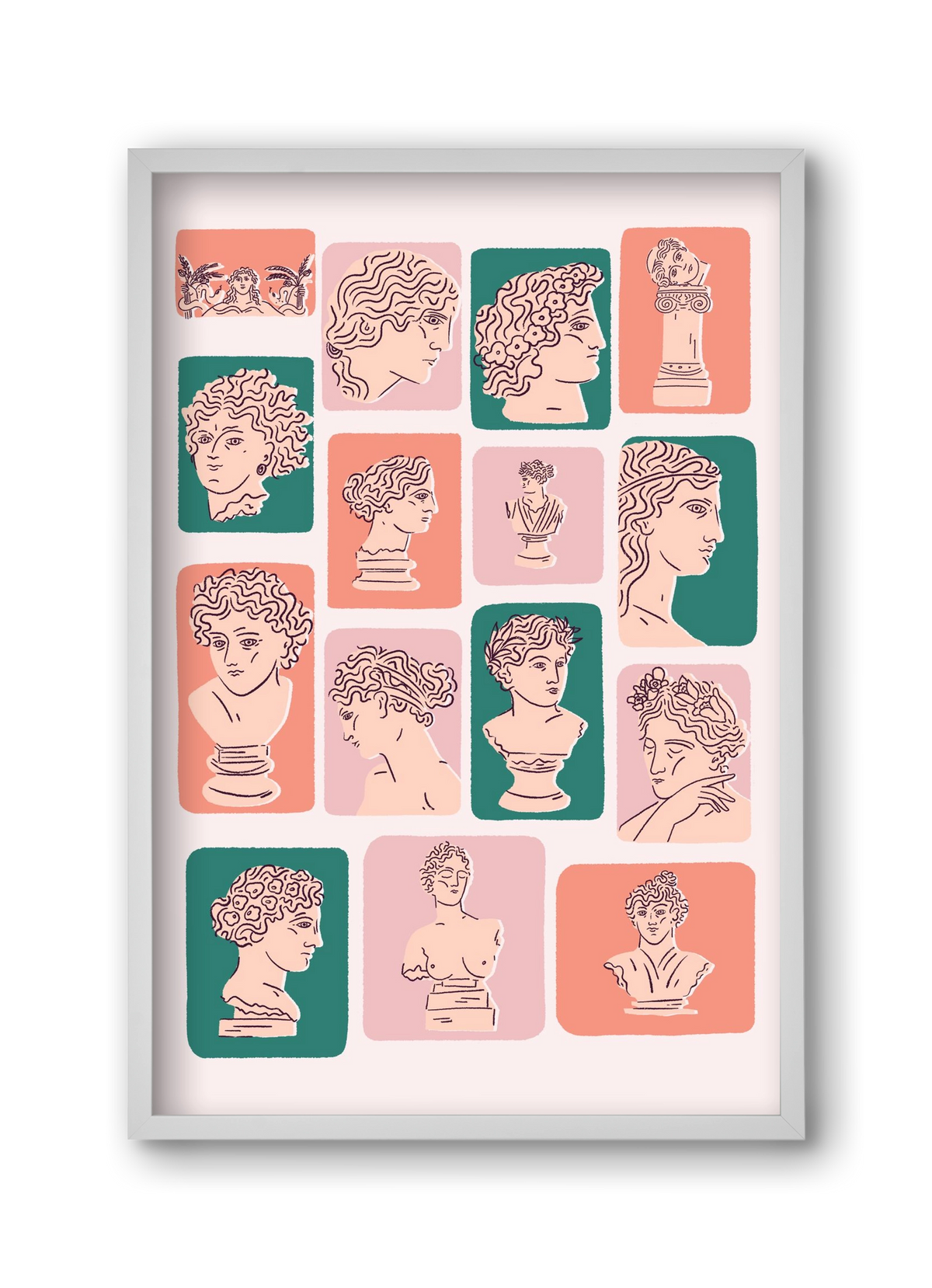 Ancient Faces, 30x45 cm (30x45 cm), Fehér keret