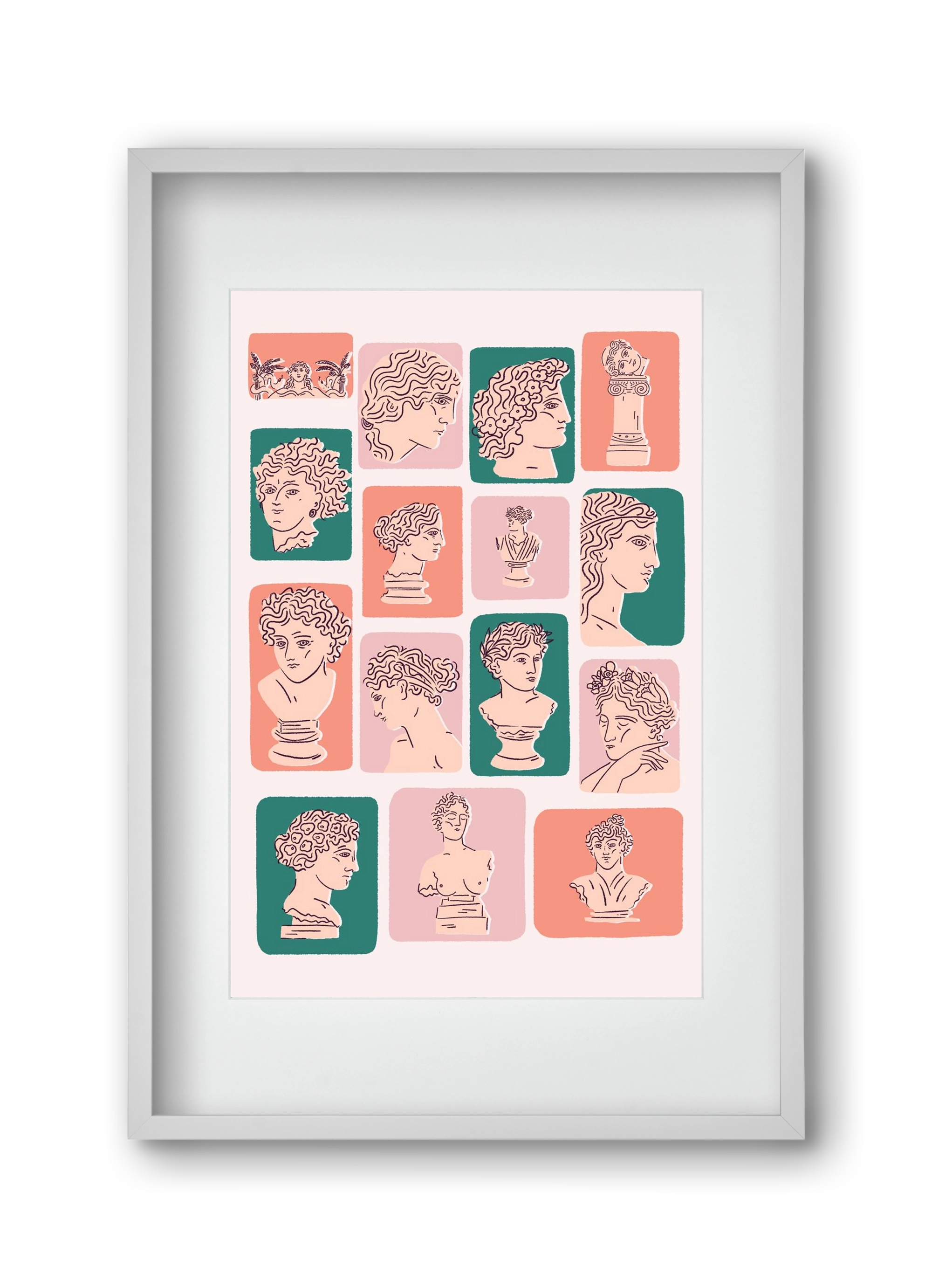 Ancient Faces, 30x45 cm (20x30 cm), Fehér keret, paszpartuval