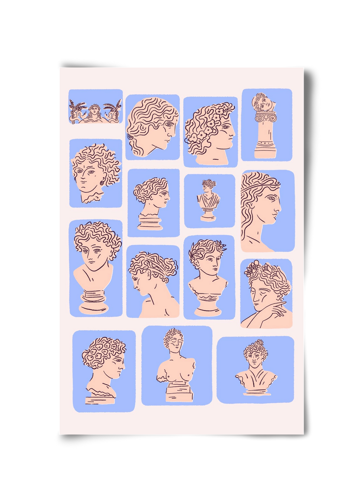 Ancient Faces Blue, 30x45 cm, Keret nélkül