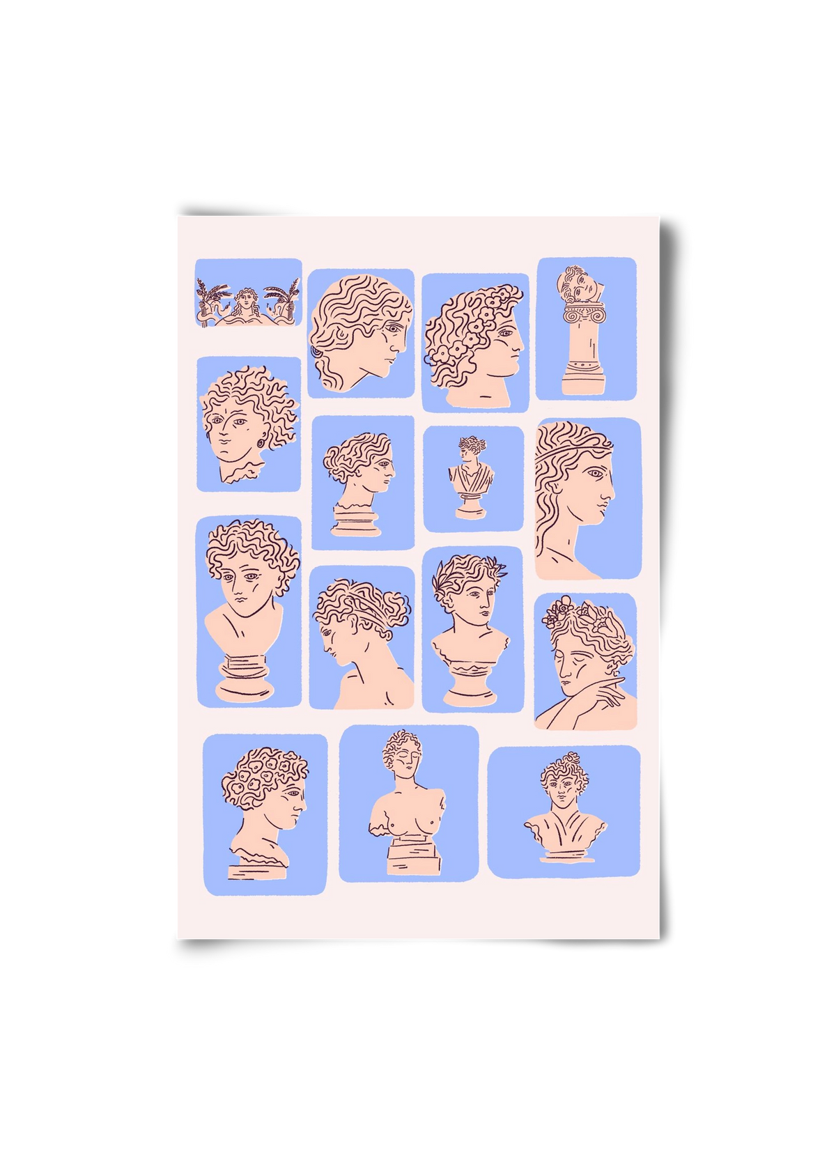 Ancient Faces Blue, 20x30 cm, Keret nélkül