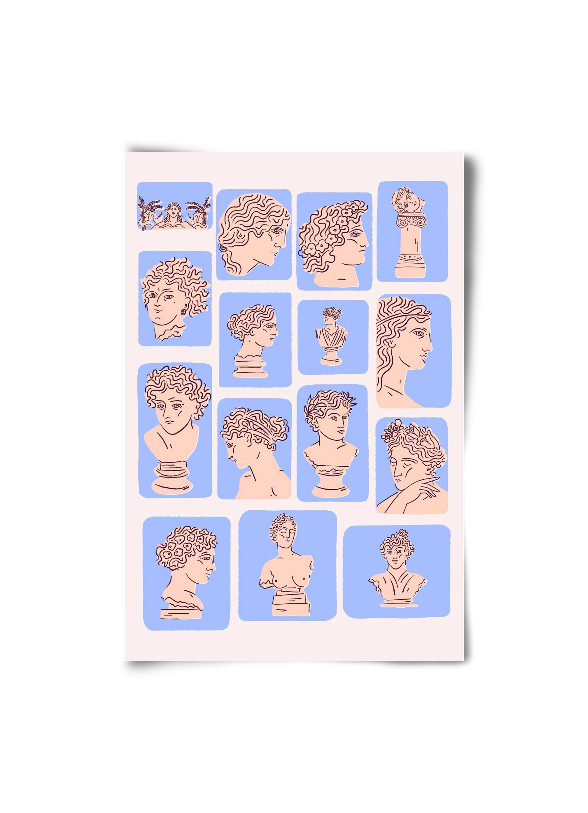 Ancient Faces Blue, 20x30 cm, Keret nélkül