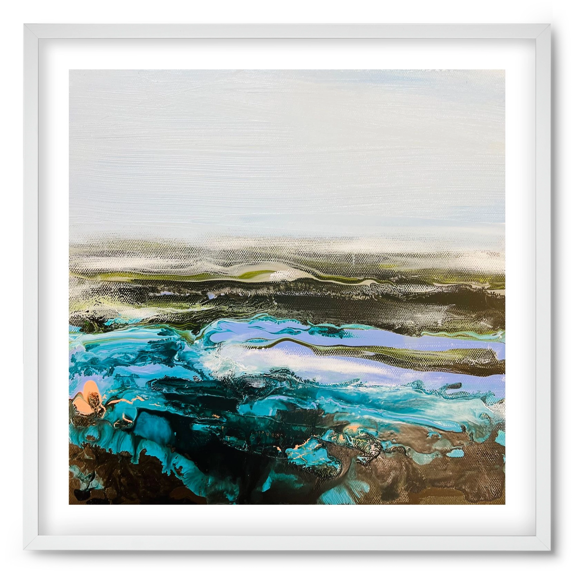 Mountain tops, 50x50 cm (50x50 cm), Fehér keret