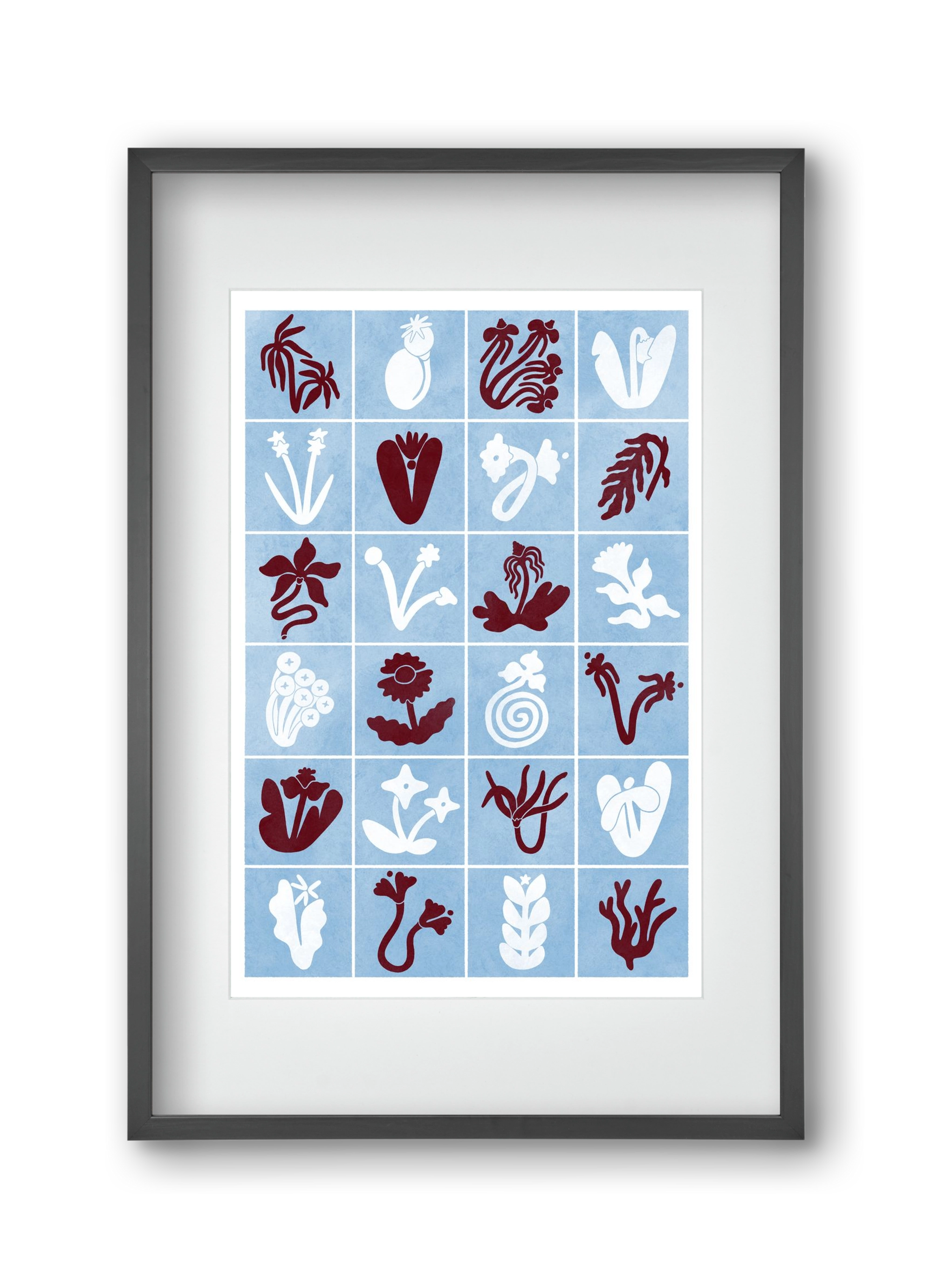 Red & Blue, 30x45 cm (20x30 cm), Fekete keret, paszpartuval