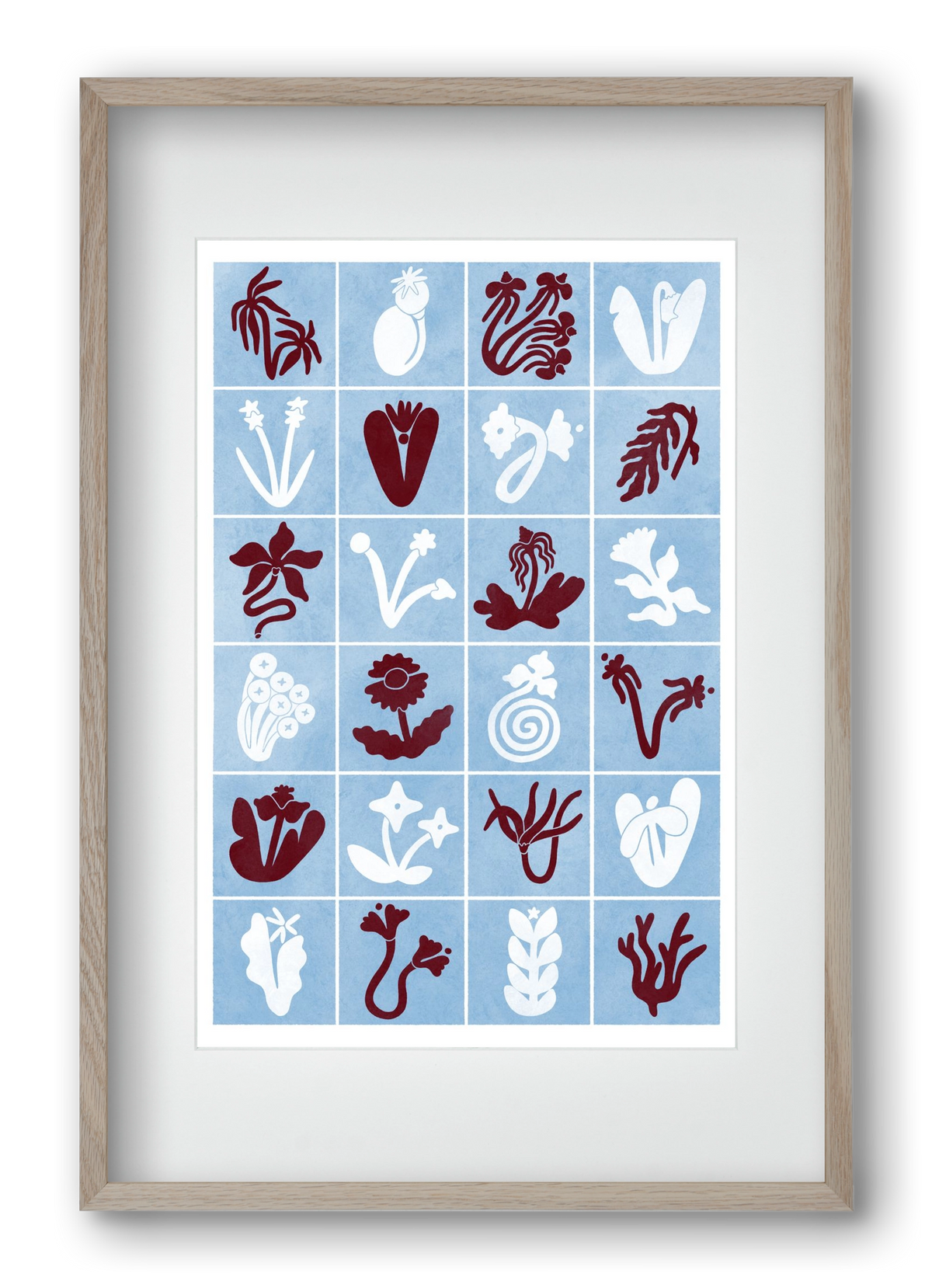 Red & Blue, 40x60 cm (30x45 cm), Tölgy keret, paszpartuval