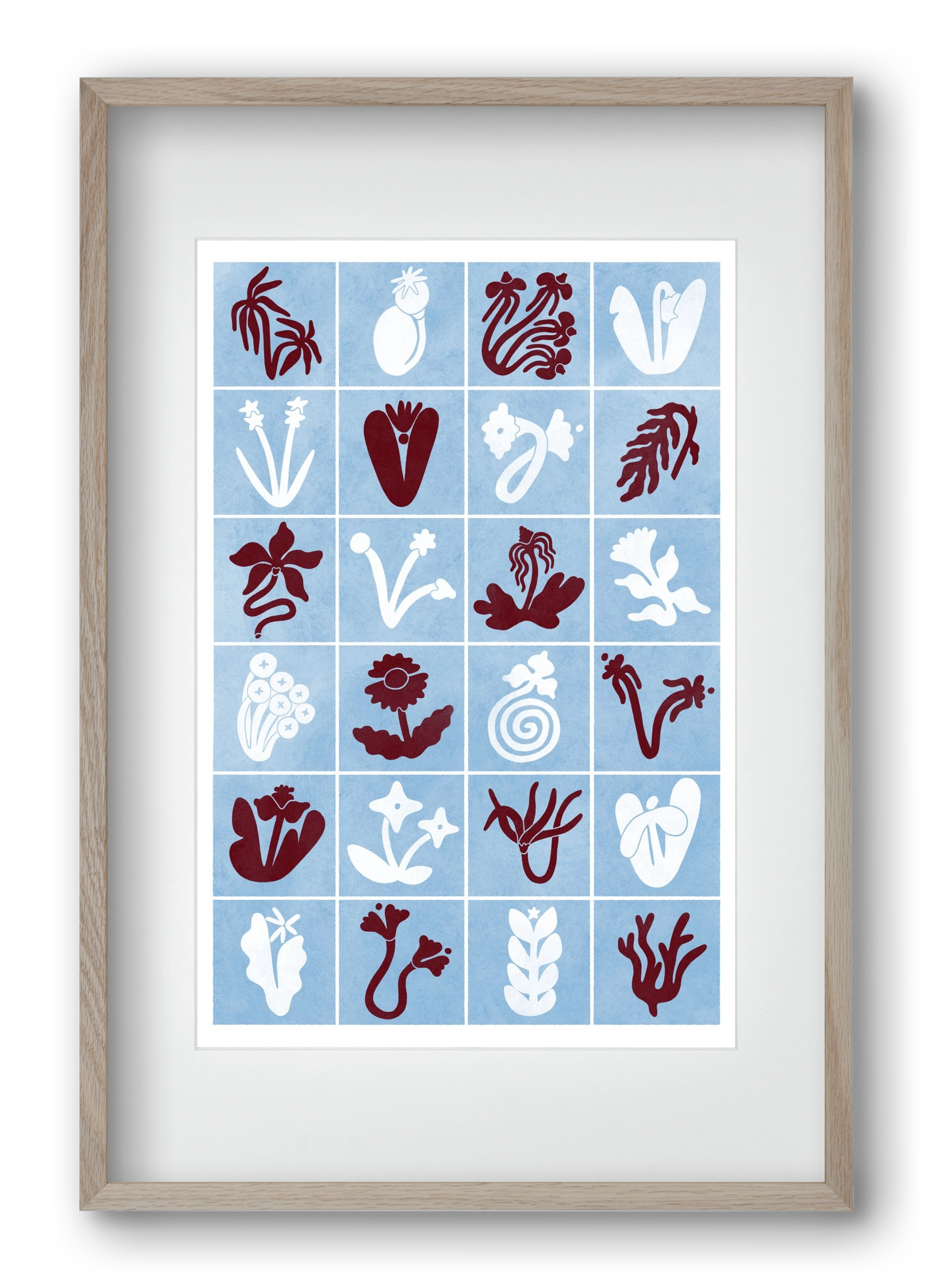 Red & Blue, 40x60 cm (30x45 cm), Tölgy keret, paszpartuval