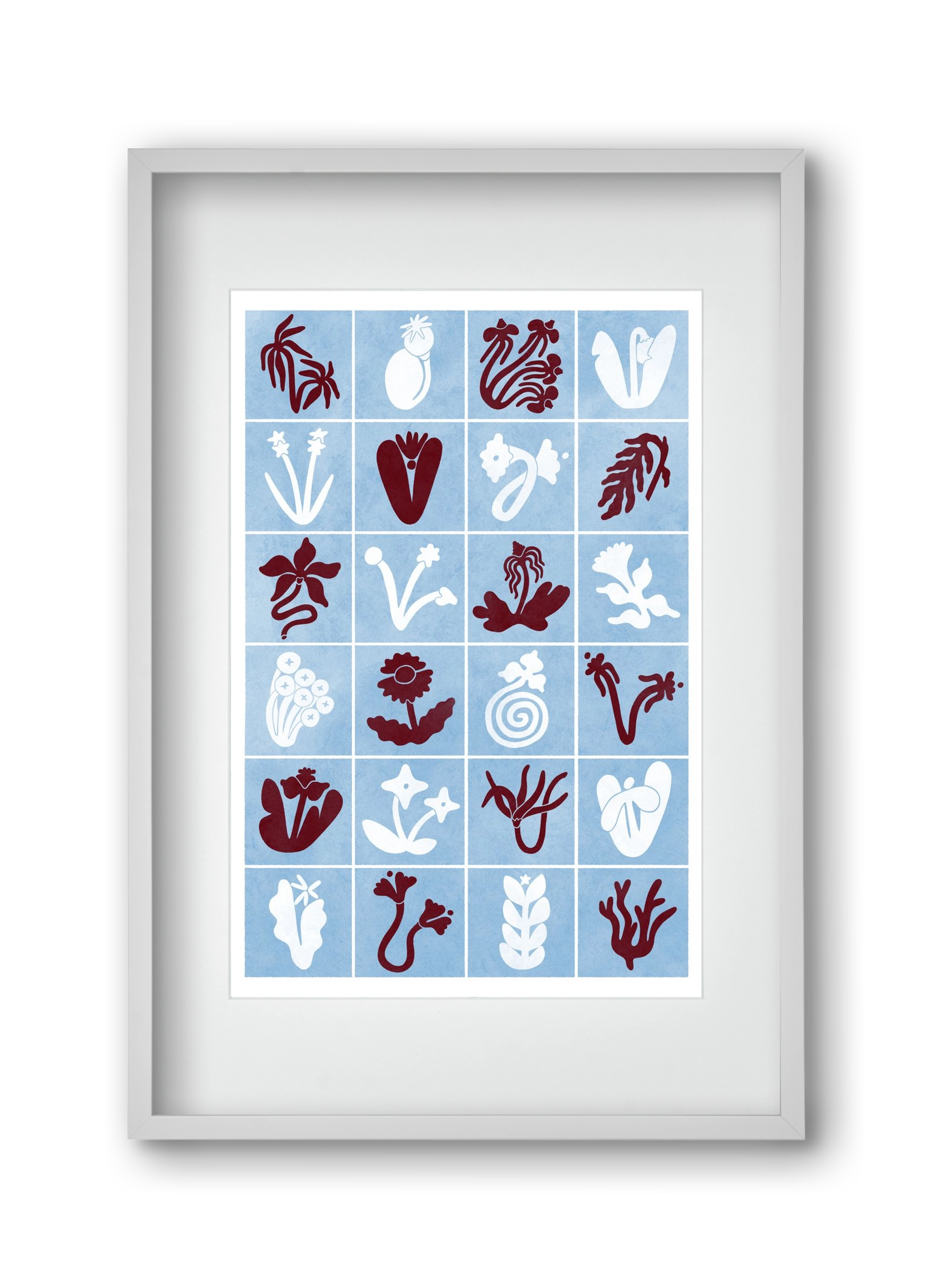 Red & Blue, 30x45 cm (20x30 cm), Fehér keret, paszpartuval