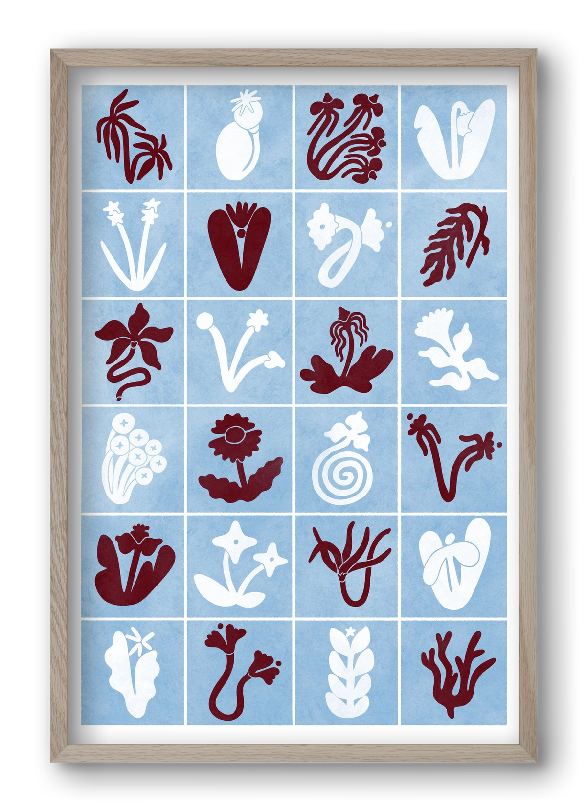 Red & Blue, 40x60 cm (40x60 cm), Tölgy keret