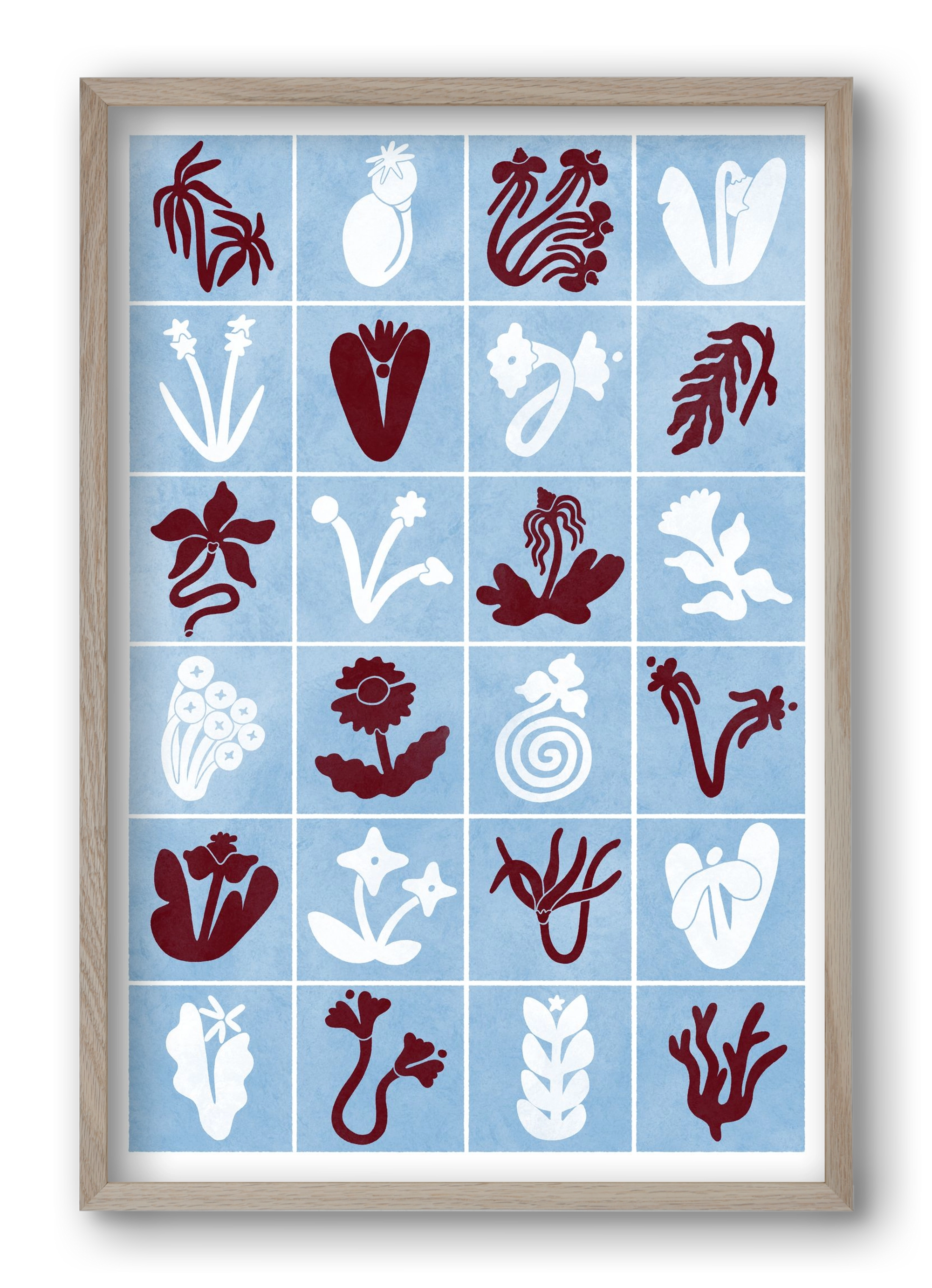 Red & Blue, 40x60 cm (40x60 cm), Tölgy keret