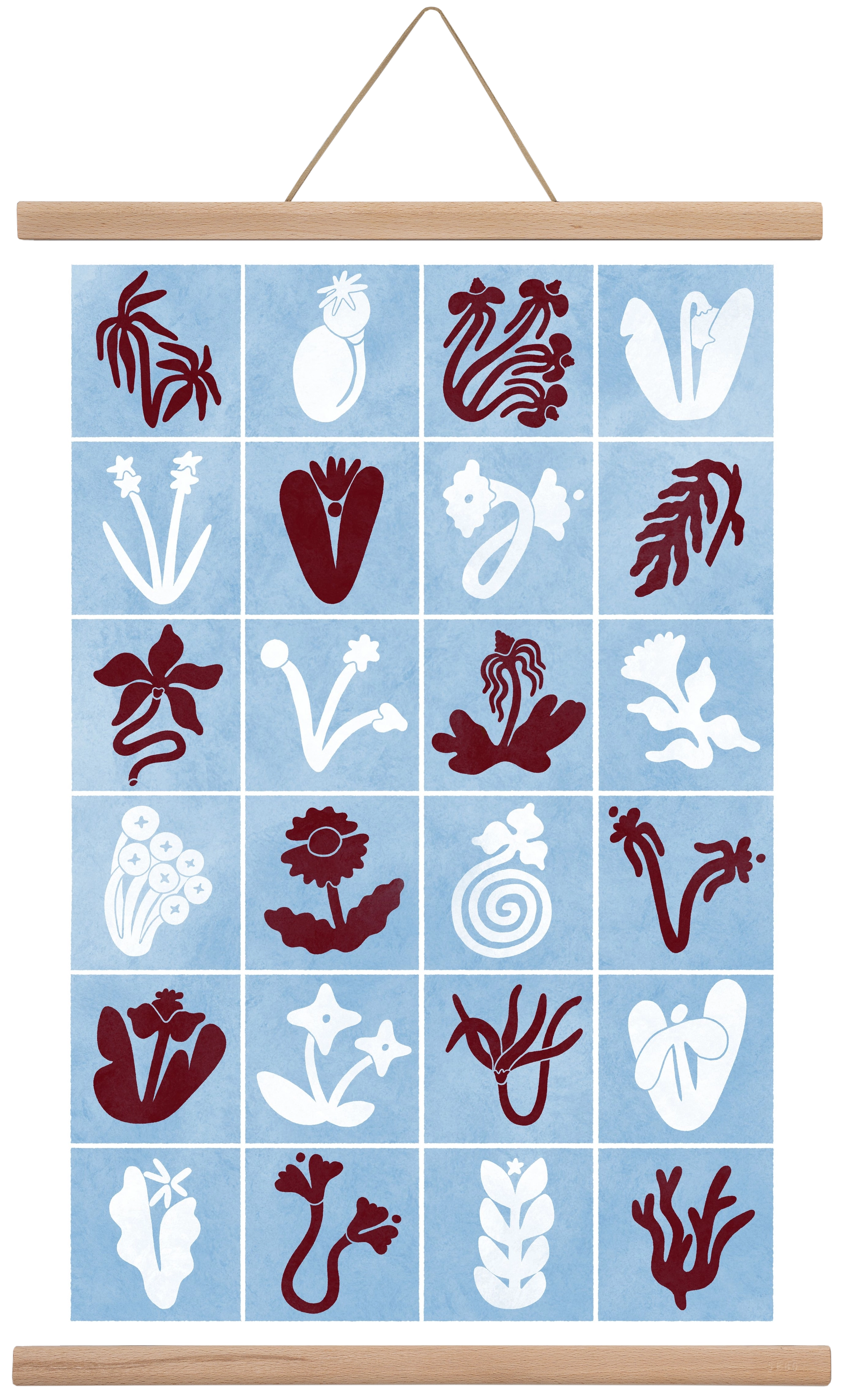 Red & Blue, 40x60 cm (40x60 cm), Tölgy akasztó