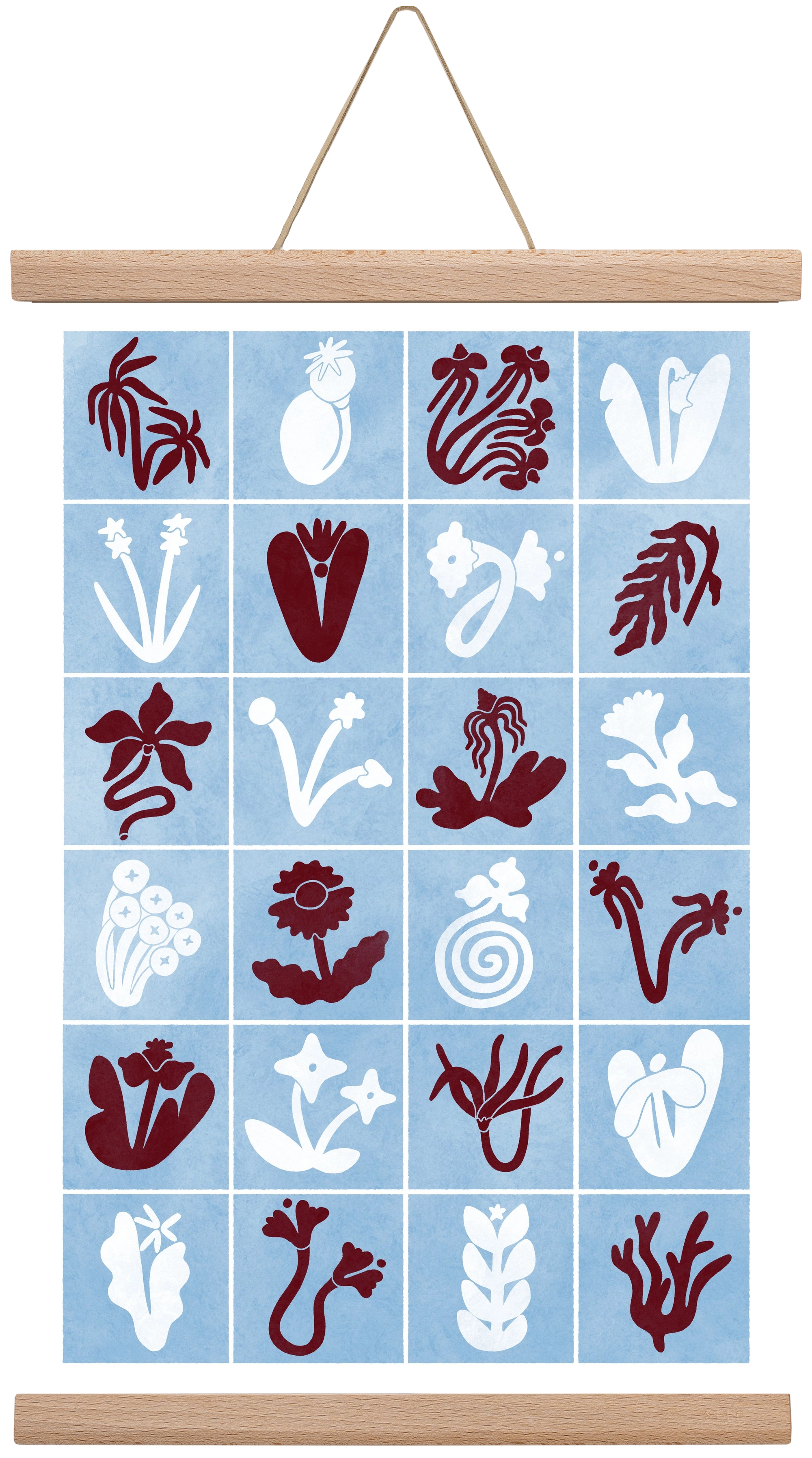 Red & Blue, 30x45 cm (30x45 cm), Tölgy akasztó