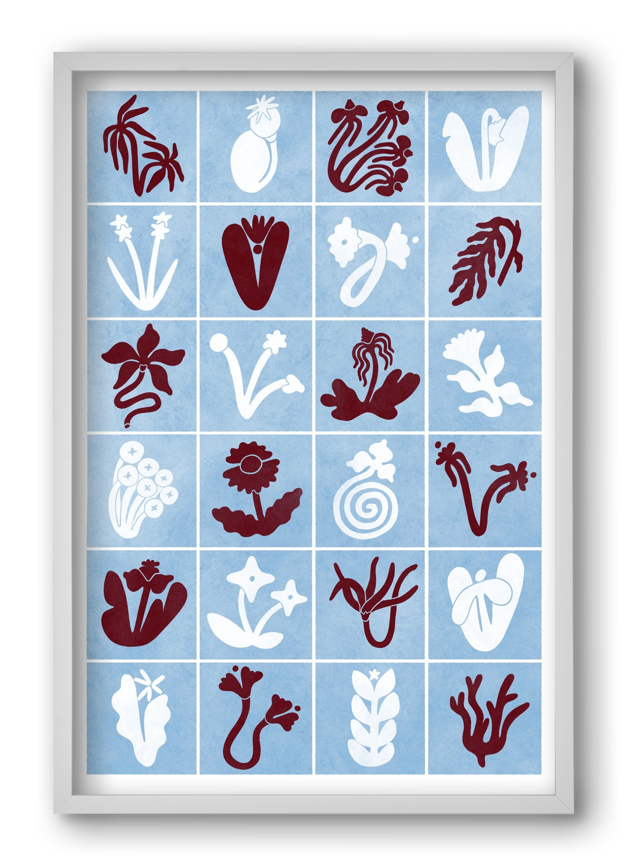 Red & Blue, 40x60 cm (40x60 cm), Fehér keret