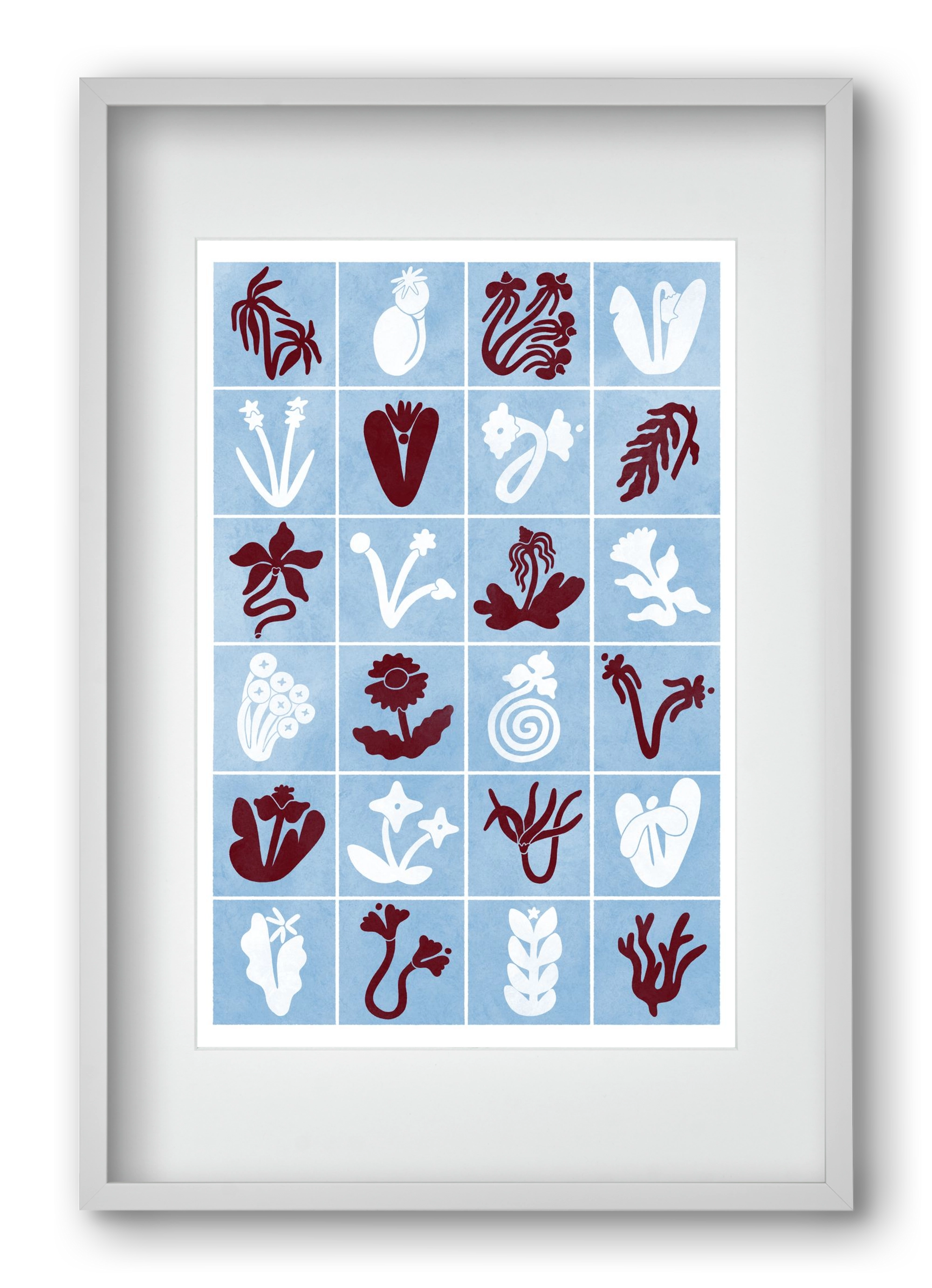 Red & Blue, 40x60 cm (30x45 cm), Fehér keret, paszpartuval