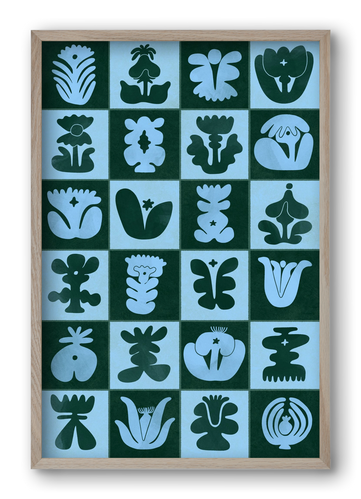 Green & Blue, 40x60 cm (40x60 cm), Tölgy keret