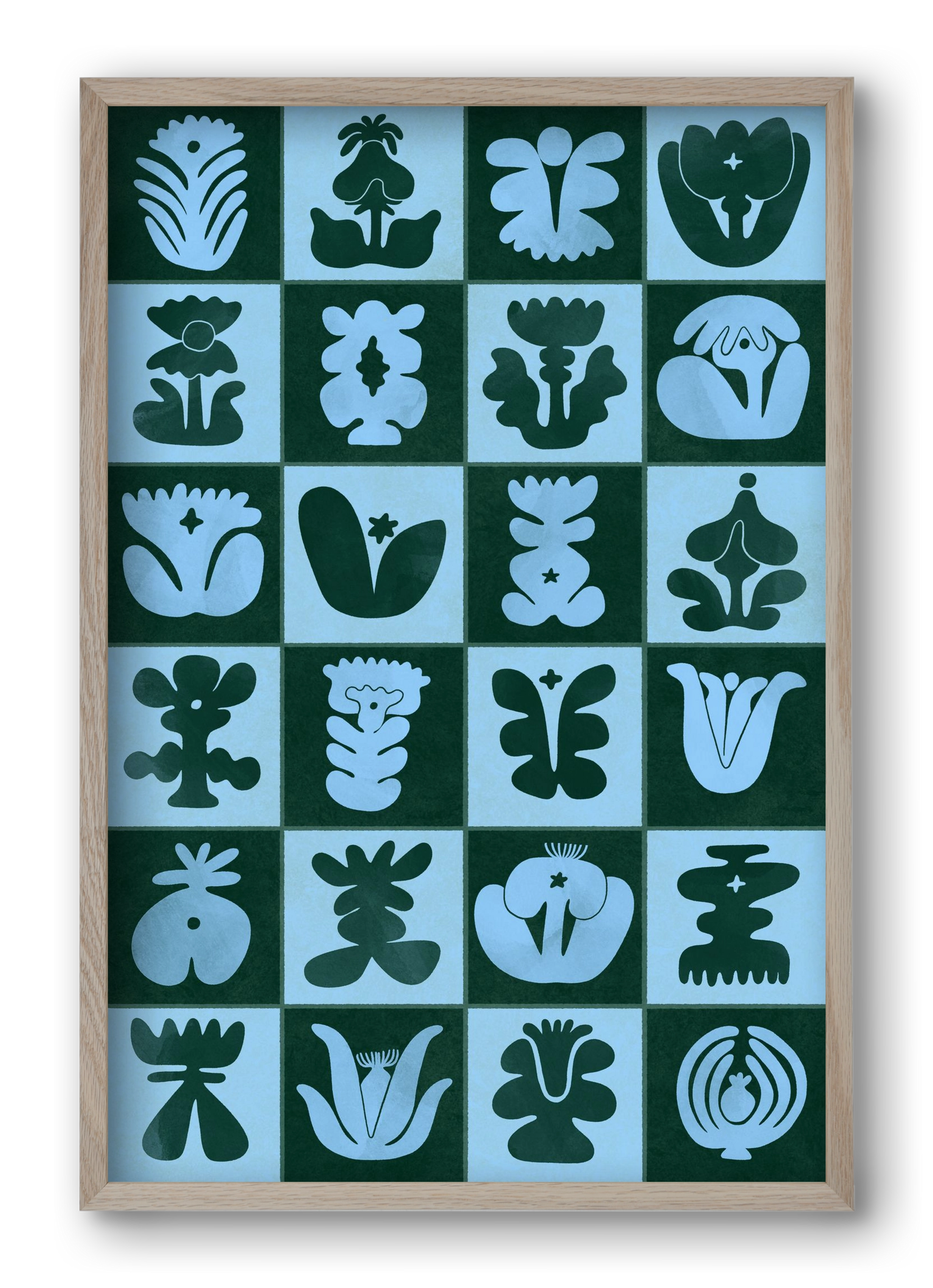 Green & Blue, 40x60 cm (40x60 cm), Tölgy keret