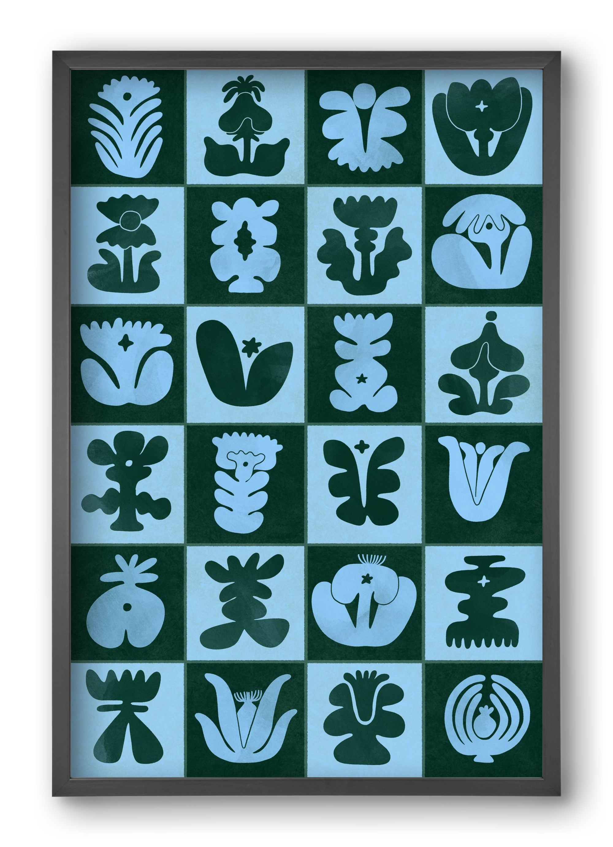 Green & Blue, 40x60 cm (40x60 cm), Fekete keret