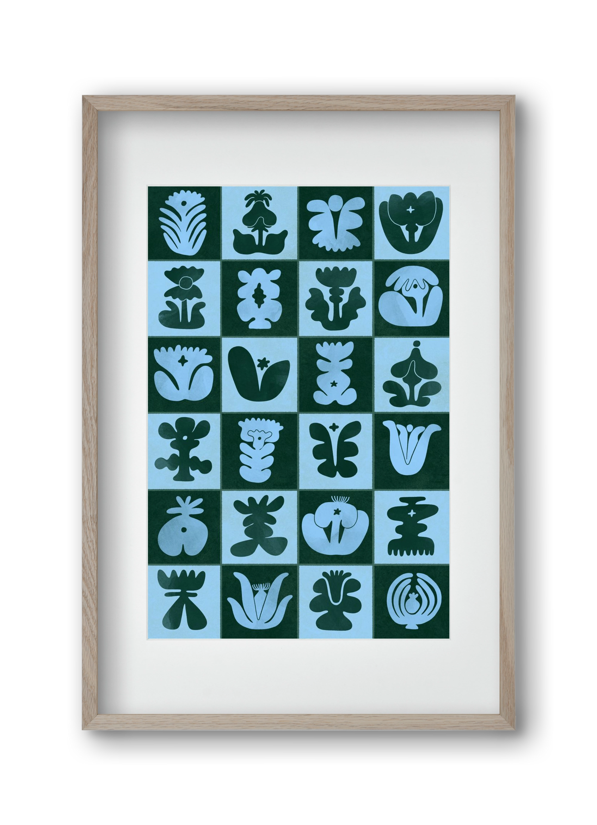 Green & Blue, 30x45 cm (20x30 cm), Tölgy keret, paszpartuval