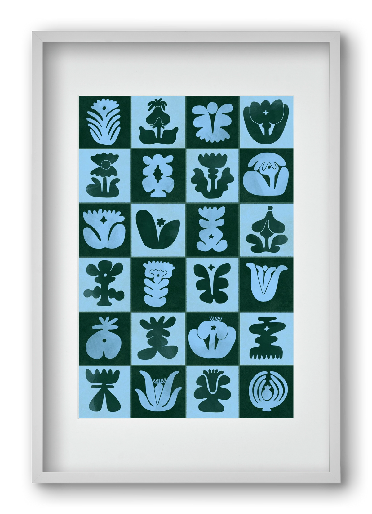 Green & Blue, 40x60 cm (30x45 cm), Fehér keret, paszpartuval