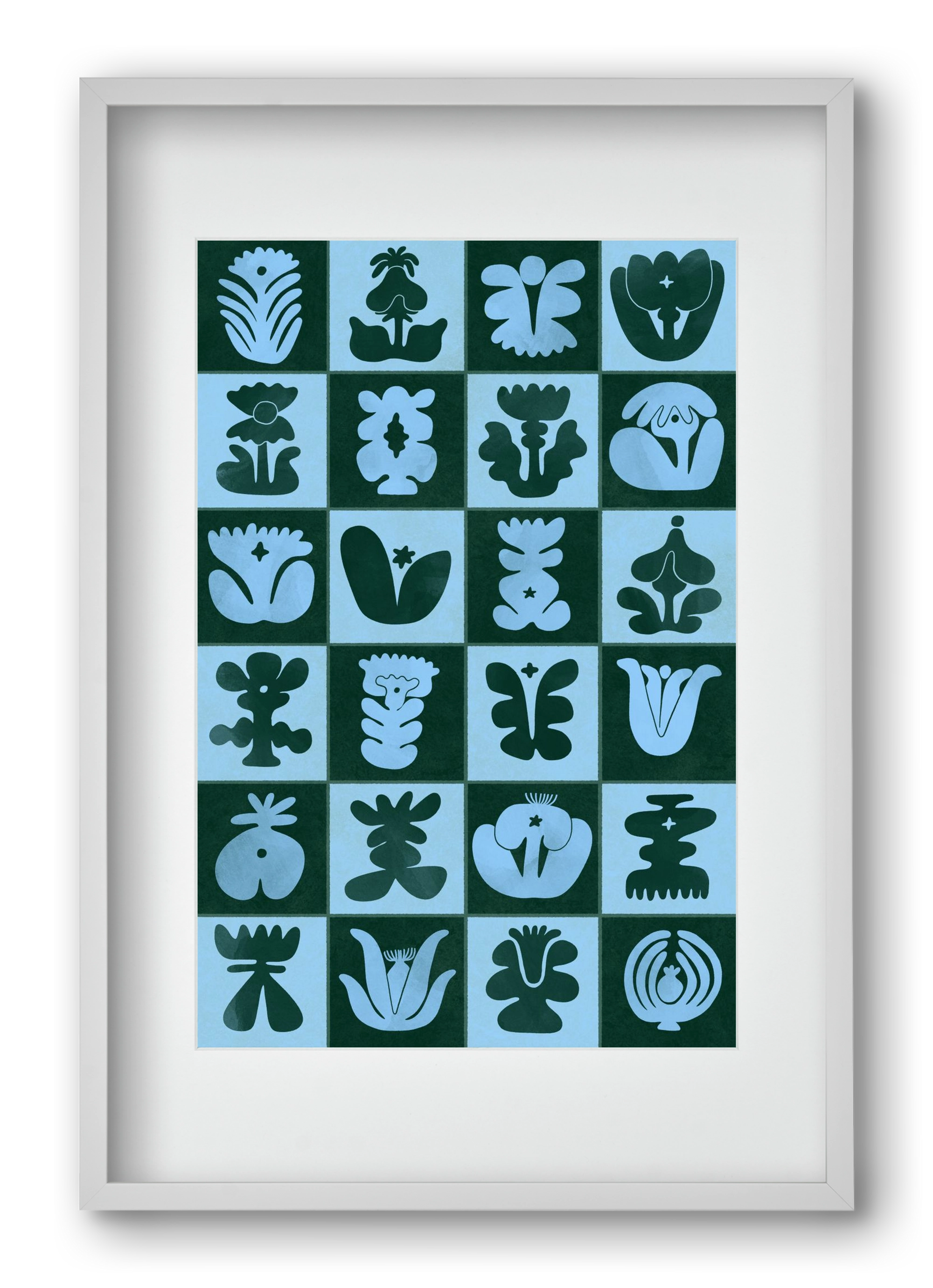 Green & Blue, 40x60 cm (30x45 cm), Fehér keret, paszpartuval