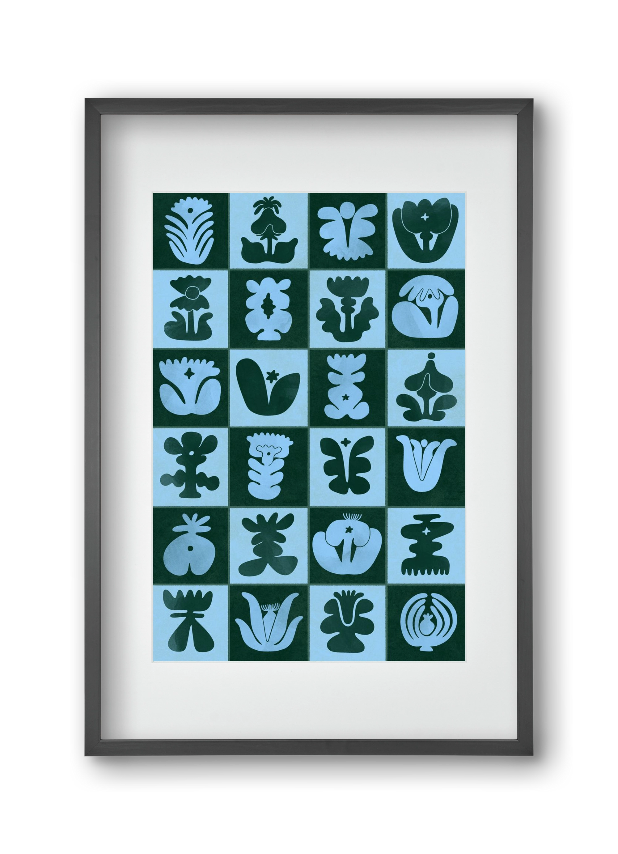 Green & Blue, 30x45 cm (20x30 cm), Fekete keret, paszpartuval