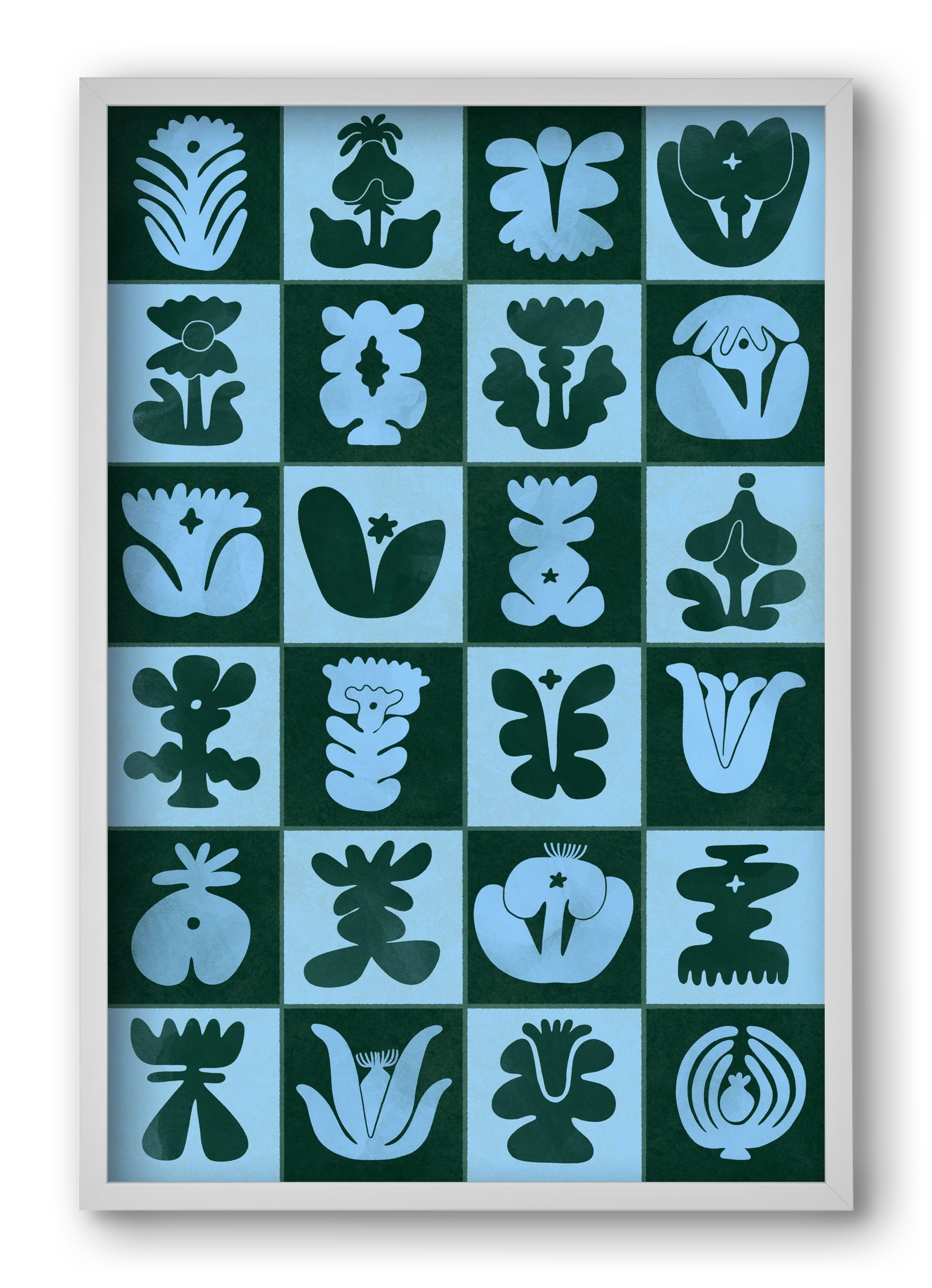 Green & Blue, 40x60 cm (40x60 cm), Fehér keret