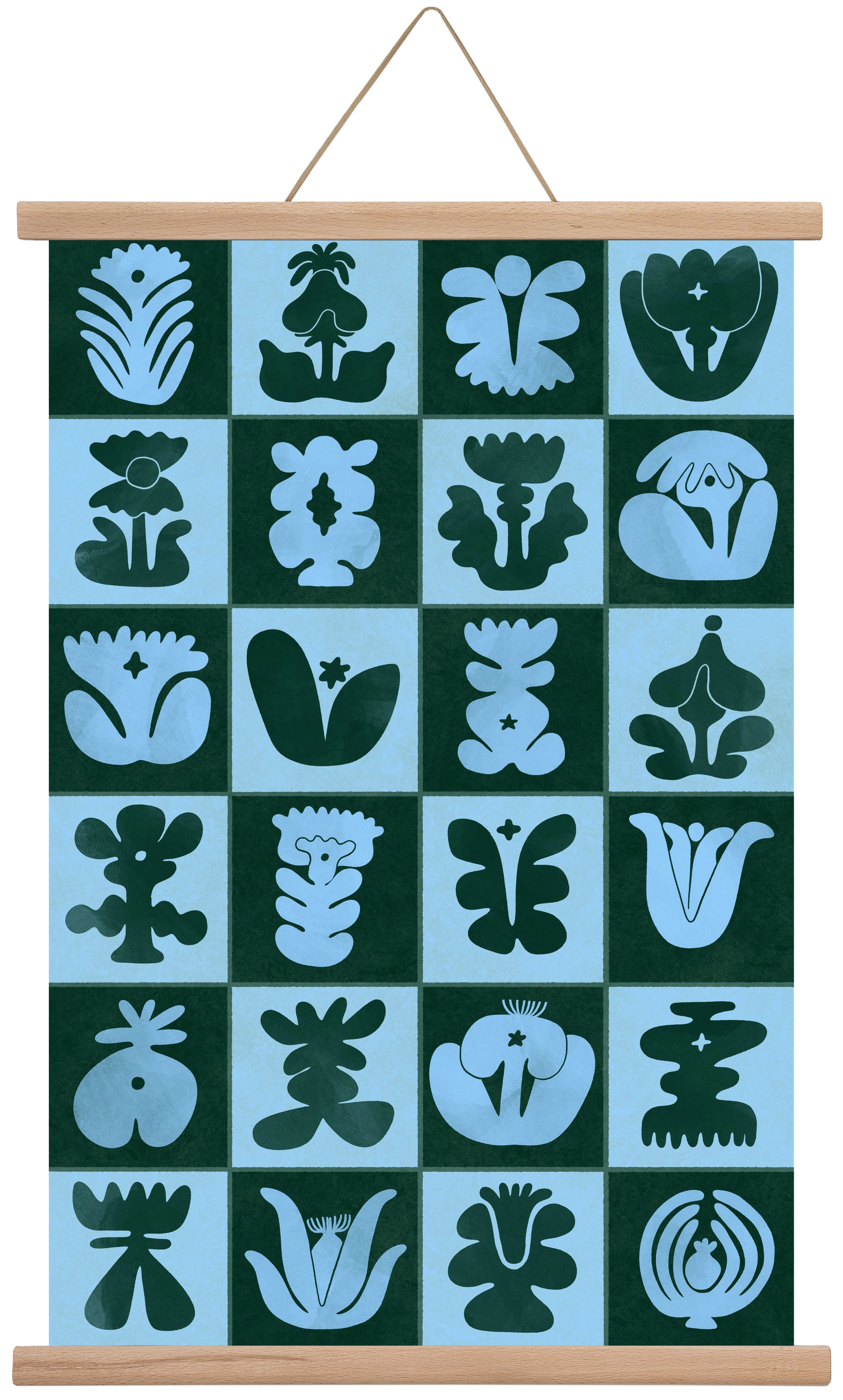 Green & Blue, 40x60 cm (40x60 cm), Tölgy akasztó