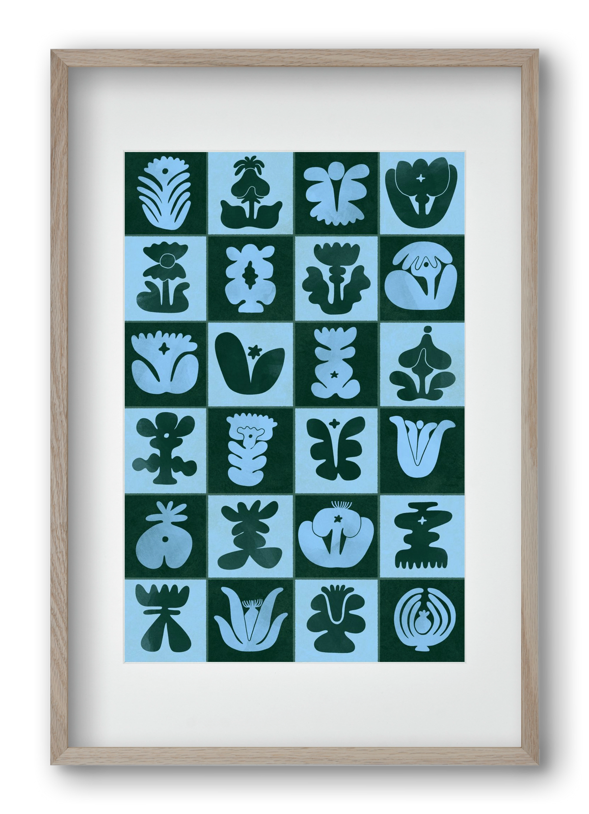 Green & Blue, 40x60 cm (30x45 cm), Tölgy keret, paszpartuval