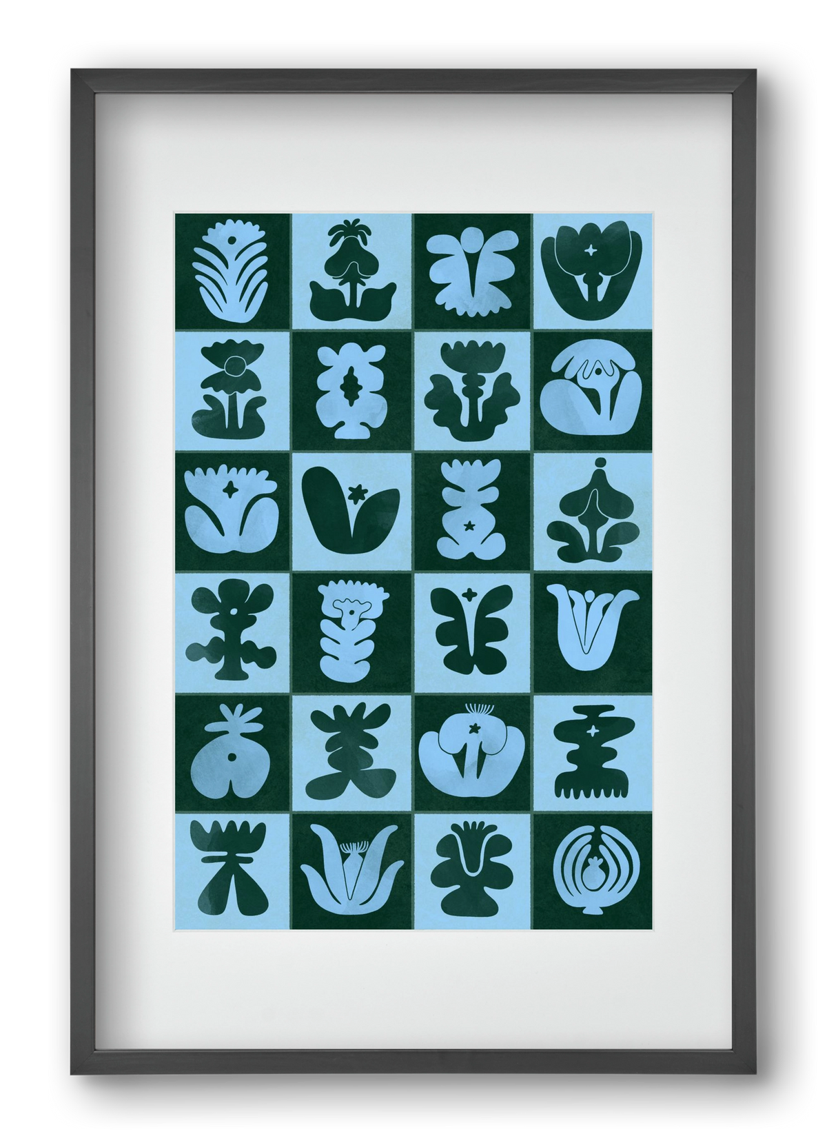 Green & Blue, 40x60 cm (30x45 cm), Fekete keret, paszpartuval