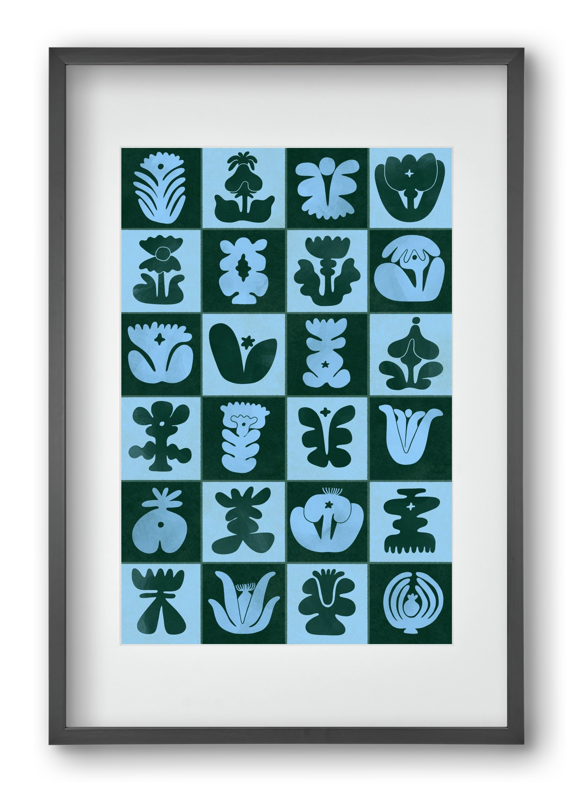 Green & Blue, 40x60 cm (30x45 cm), Fekete keret, paszpartuval