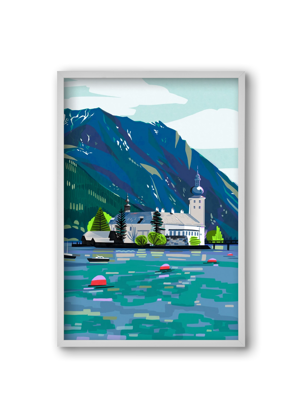 Gmunden, 20x30 cm (20x30 cm), Fehér keret