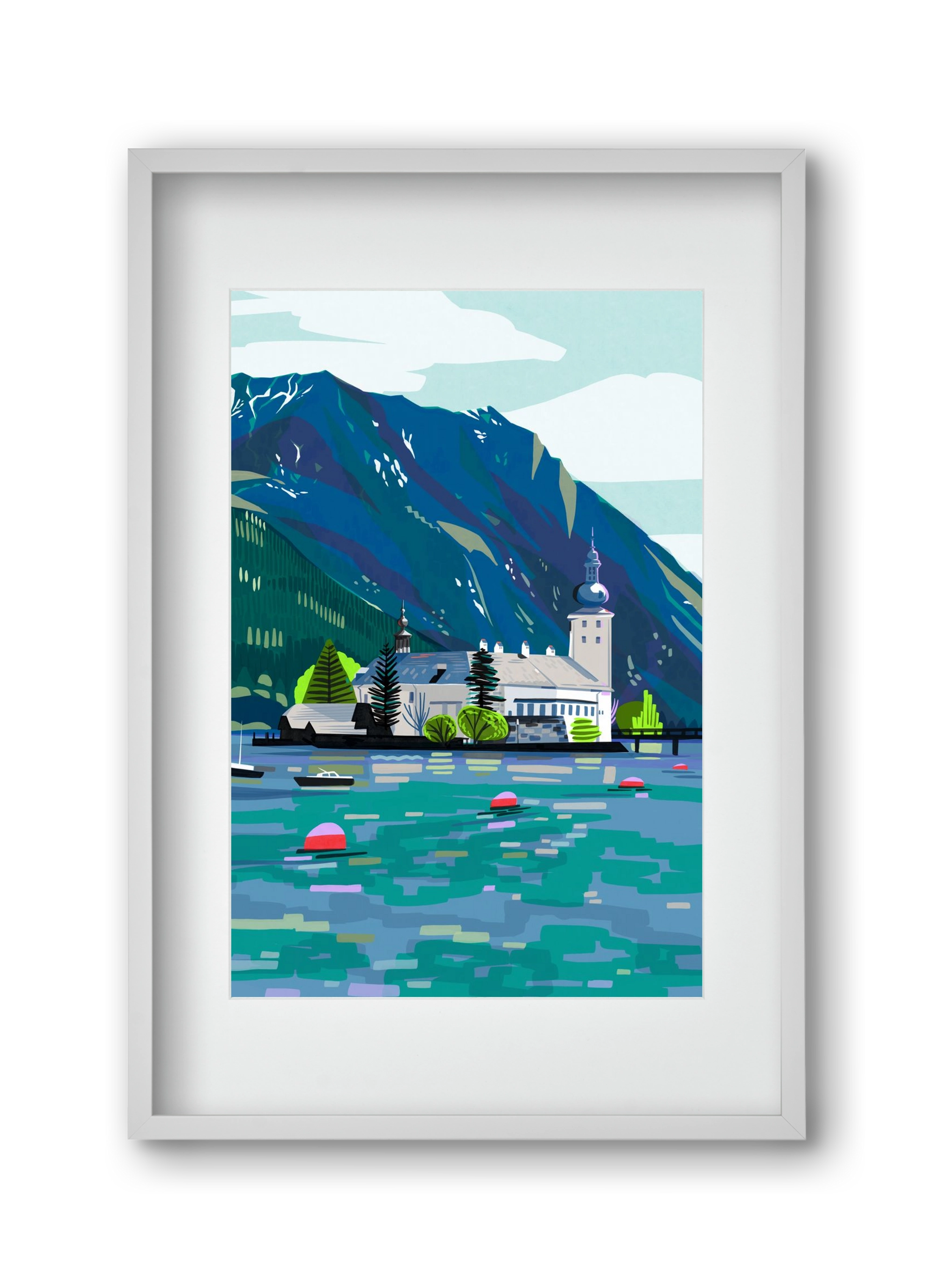 Gmunden, 30x45 cm (20x30 cm), Fehér keret, paszpartuval