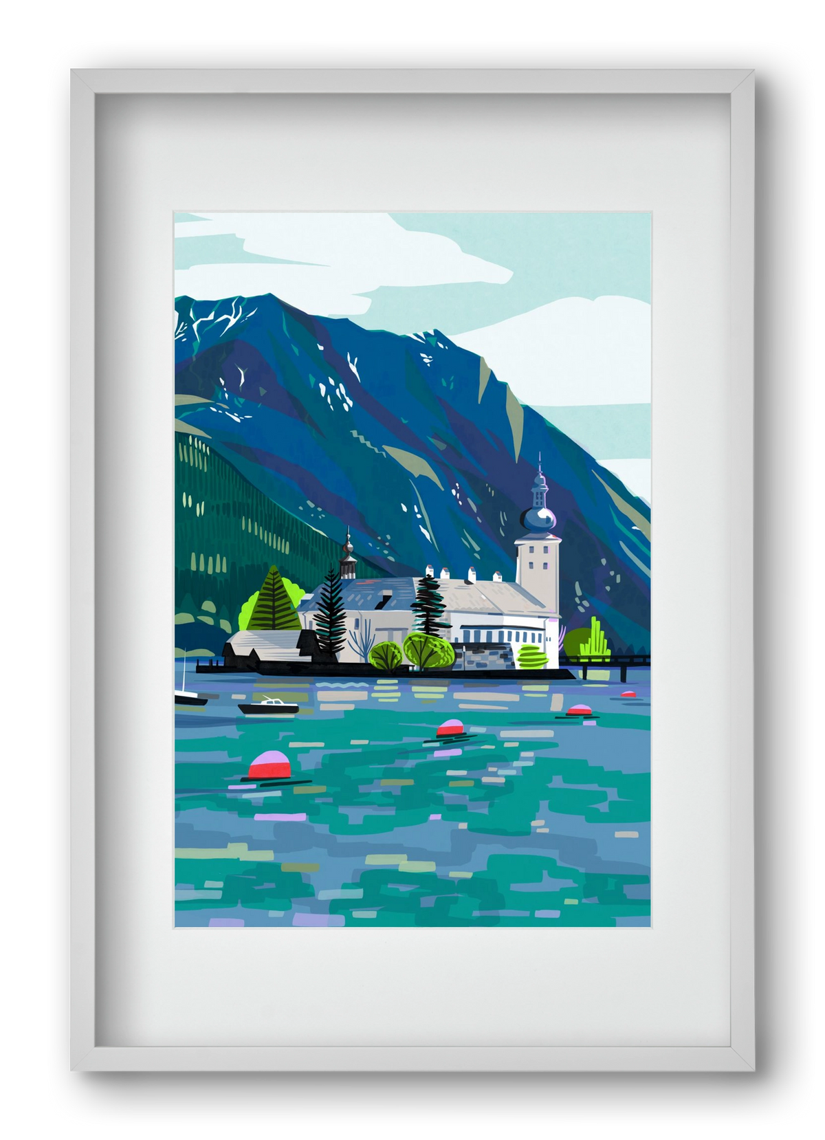 Gmunden, 40x60 cm (30x45 cm), Fehér keret, paszpartuval