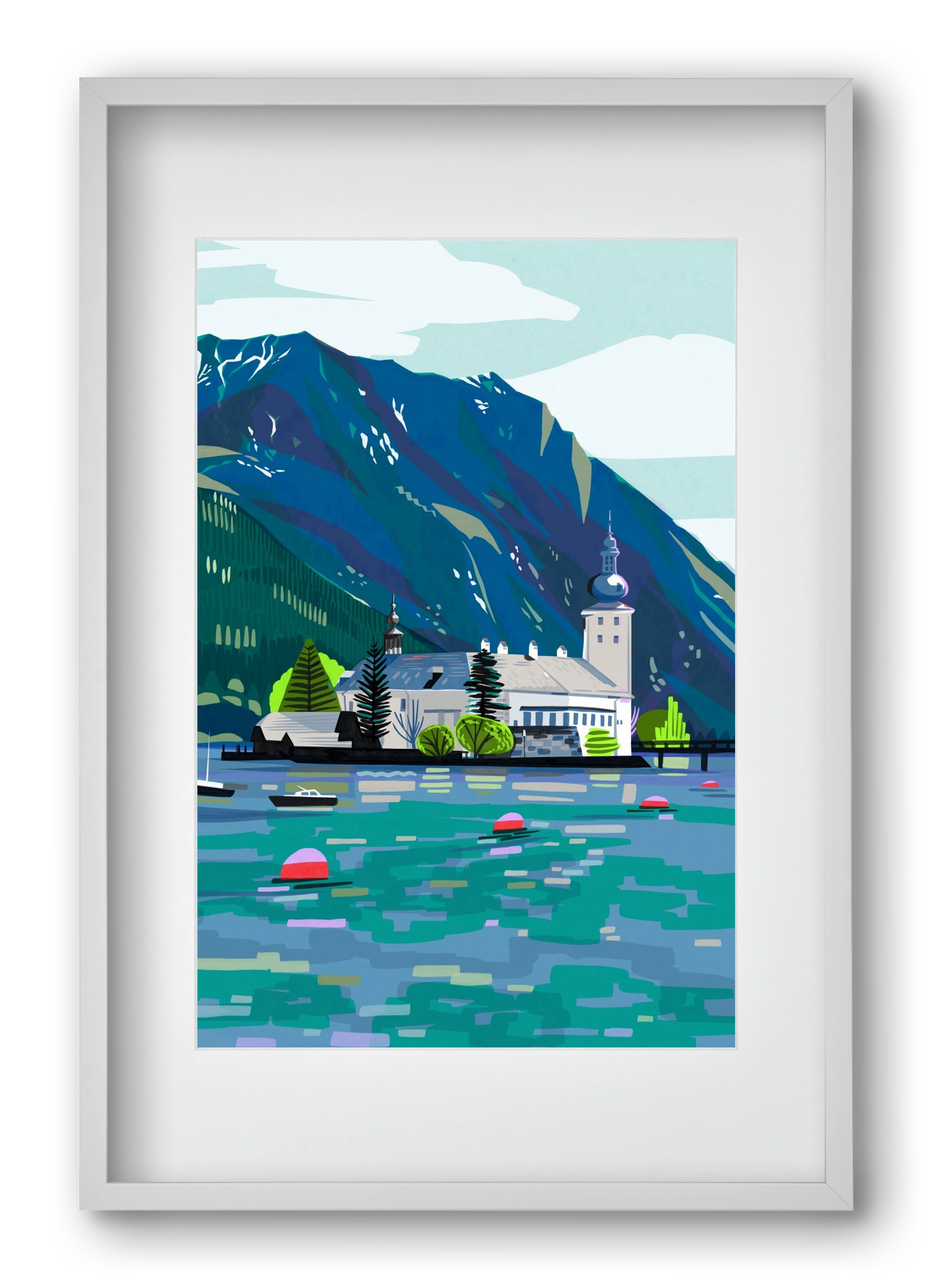Gmunden, 40x60 cm (30x45 cm), Fehér keret, paszpartuval