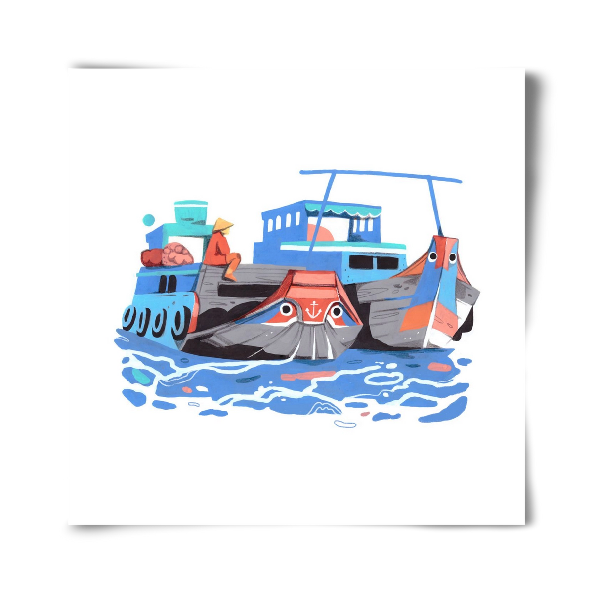 Cai Rang floating market, 40x40 cm, Keret nélkül