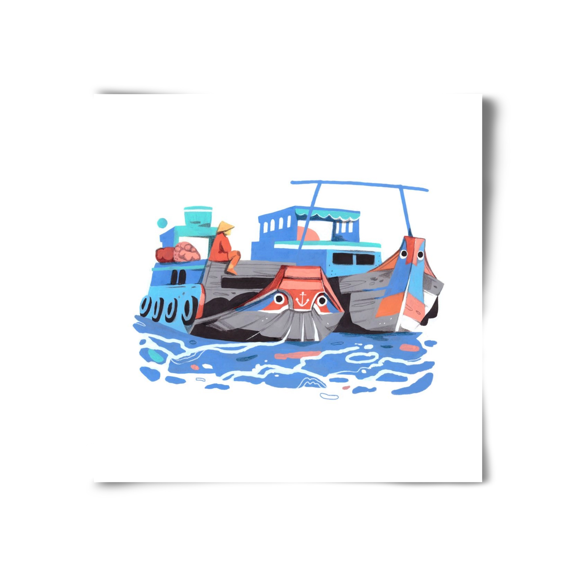 Cai Rang floating market, 30x30 cm, Keret nélkül