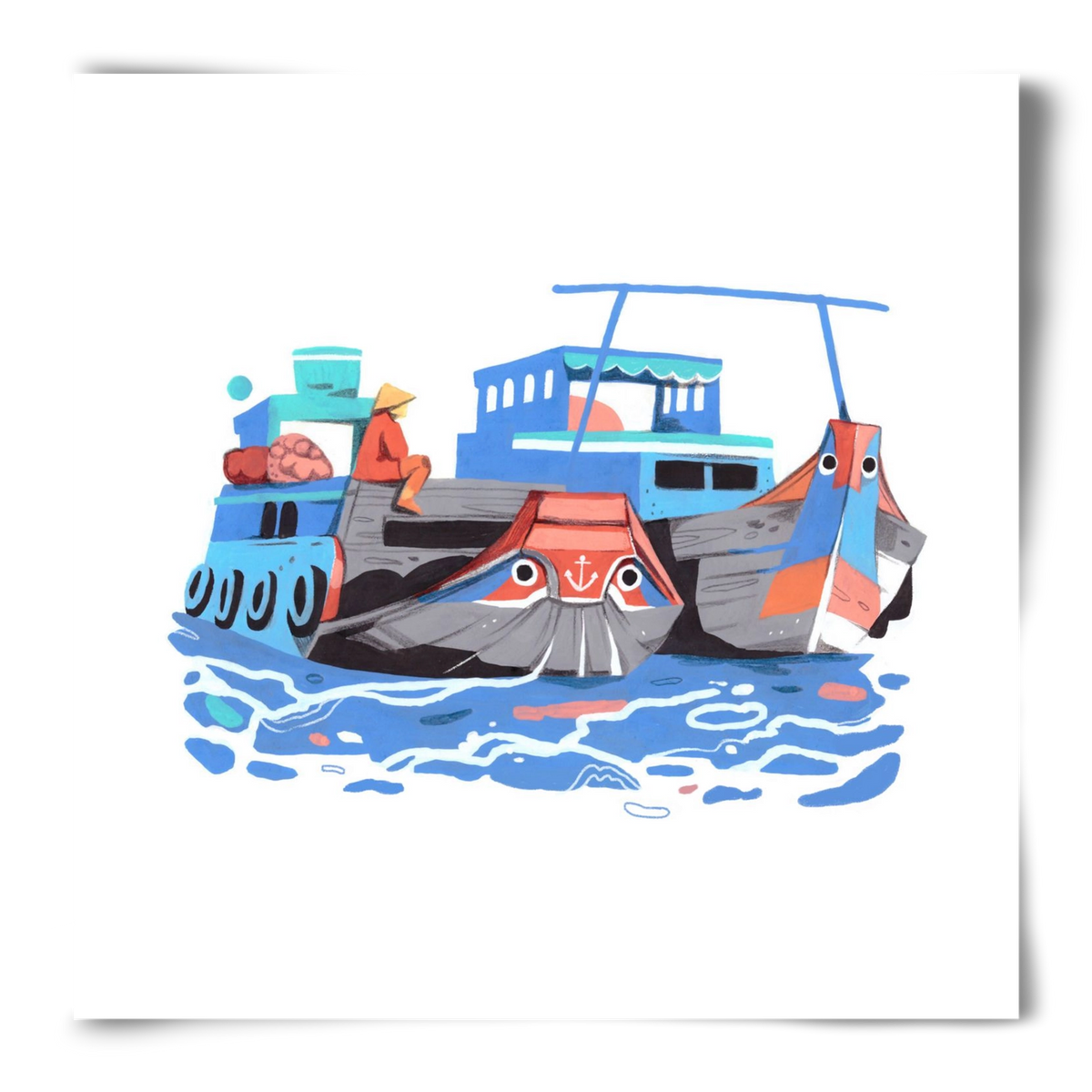 Cai Rang floating market, 50x50 cm, Keret nélkül