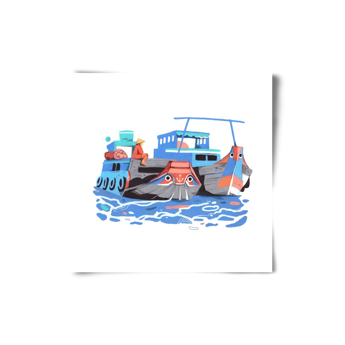 Cai Rang floating market, 20x20 cm, Keret nélkül