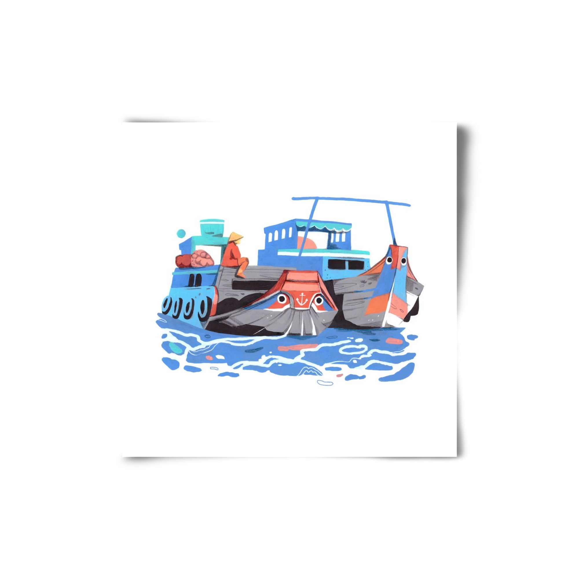 Cai Rang floating market, 20x20 cm, Keret nélkül