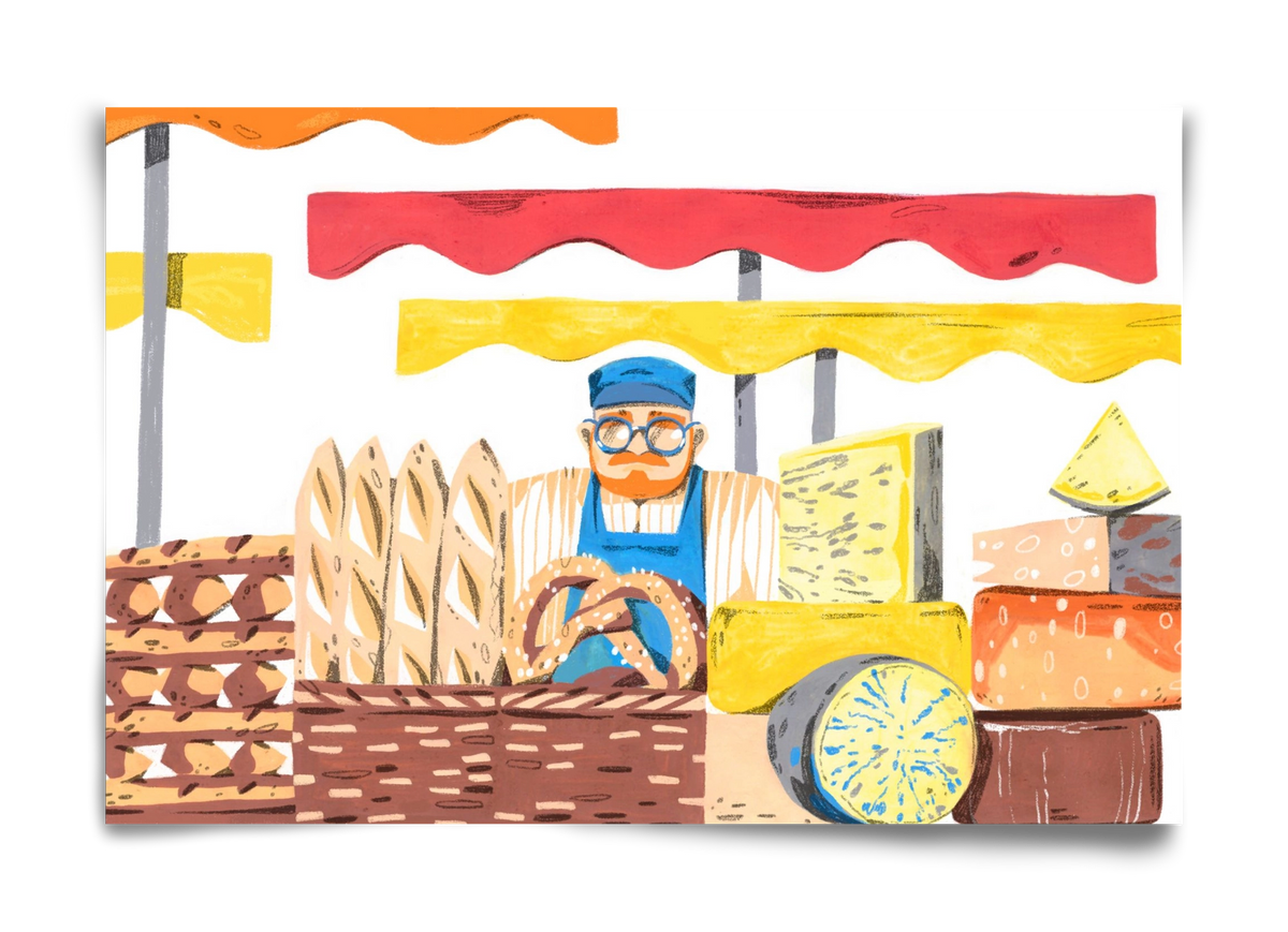 Cheese market, 60x40 cm, Keret nélkül