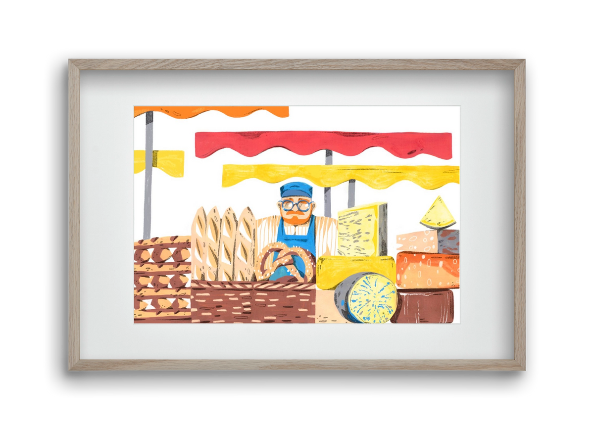 Cheese market, 45x30 cm (30x20 cm), Tölgy keret, paszpartuval