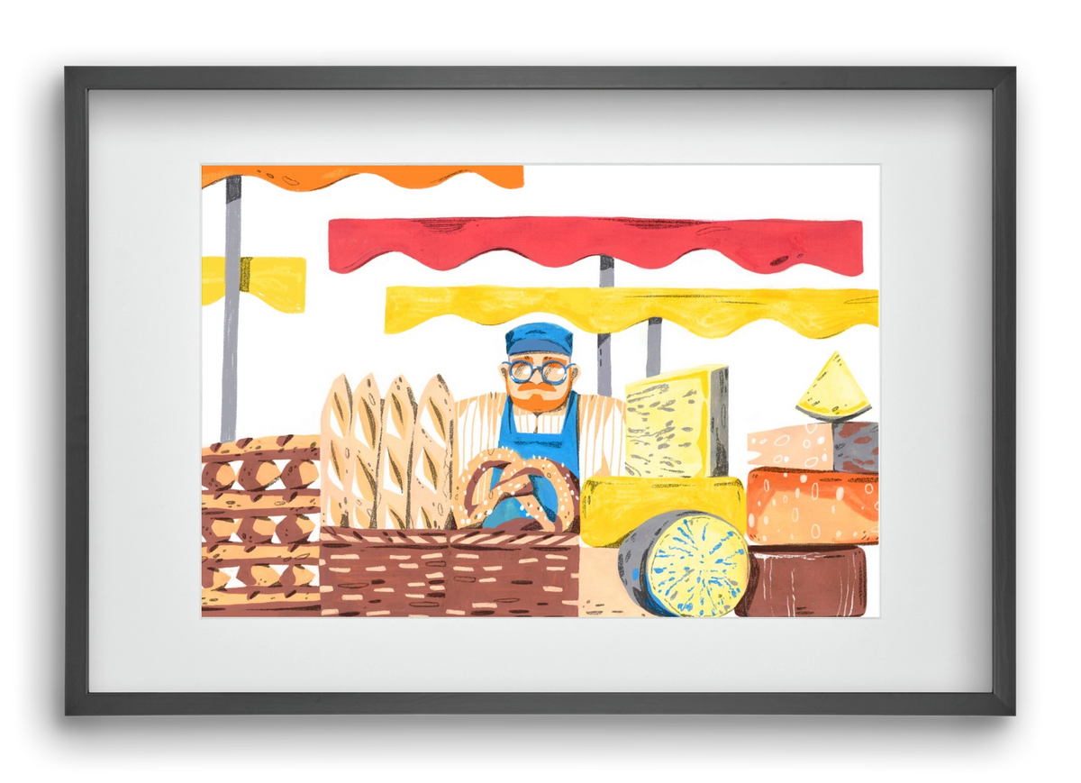 Cheese market, 60x40 cm (45x30 cm), Fekete keret, paszpartuval