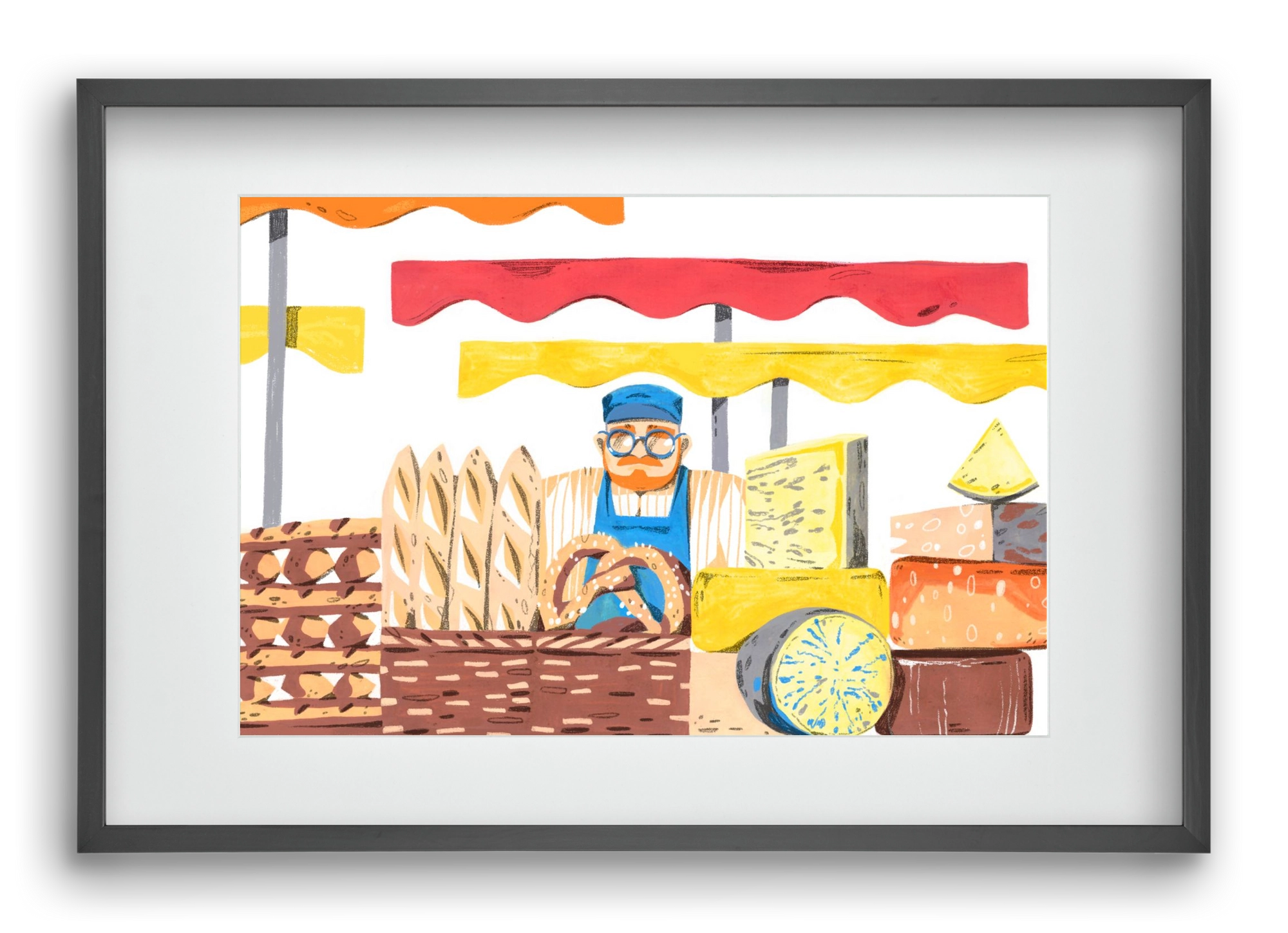 Cheese market, 60x40 cm (45x30 cm), Fekete keret, paszpartuval