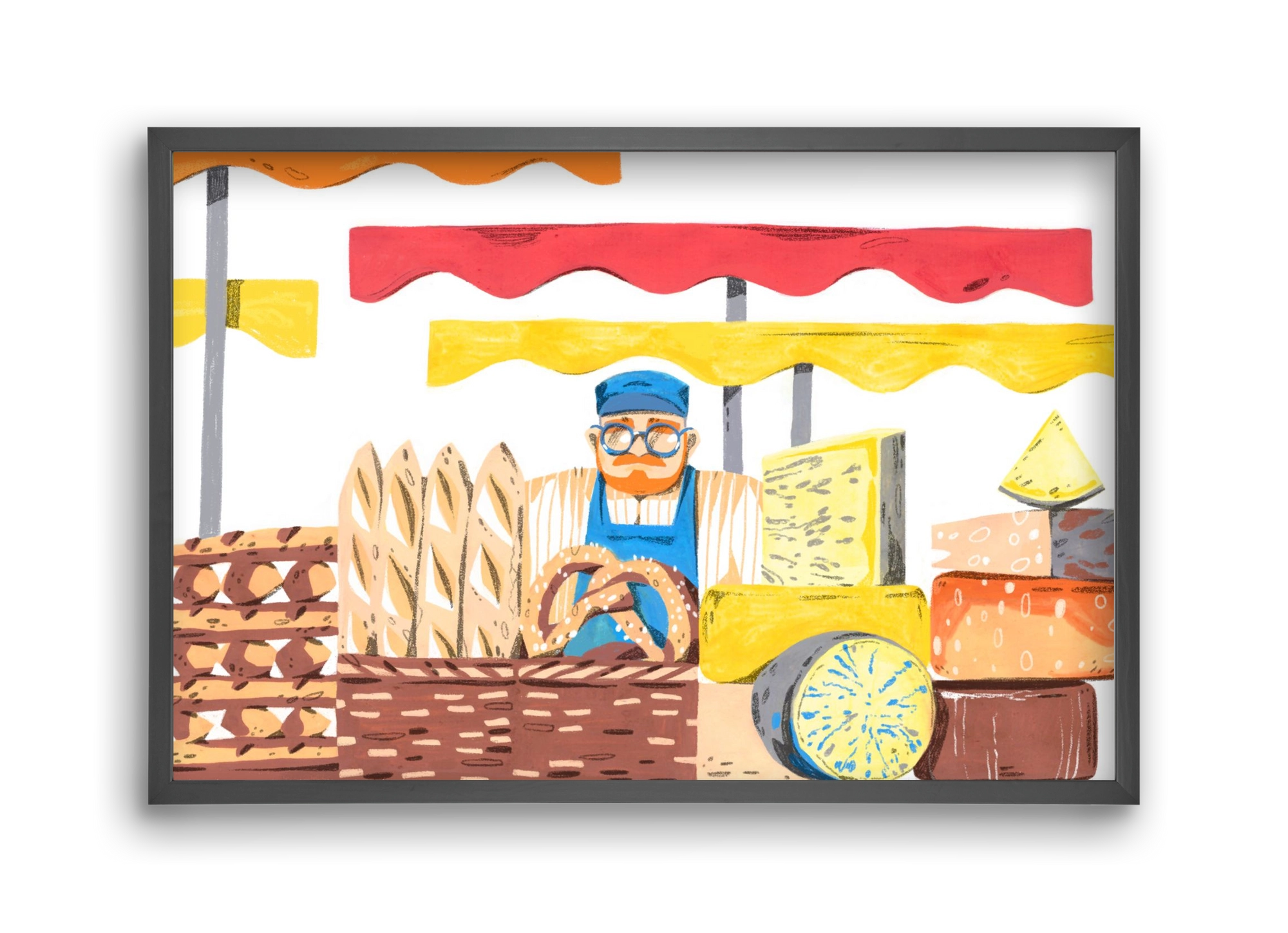 Cheese market, 45x30 cm (45x30 cm), Fekete keret