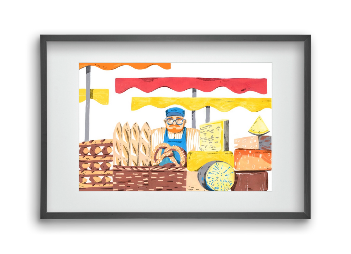 Cheese market, 45x30 cm (30x20 cm), Fekete keret, paszpartuval