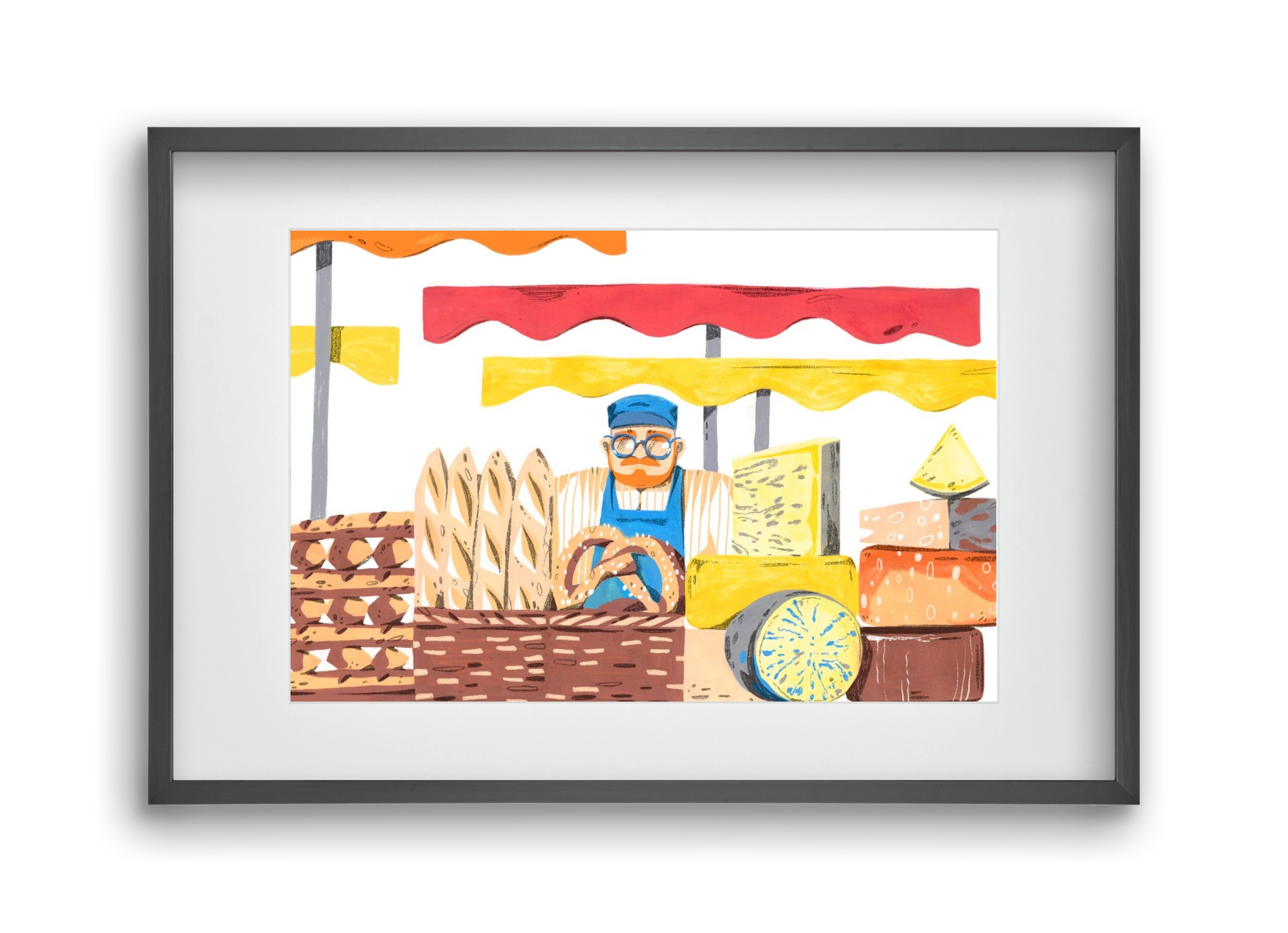 Cheese market, 45x30 cm (30x20 cm), Fekete keret, paszpartuval