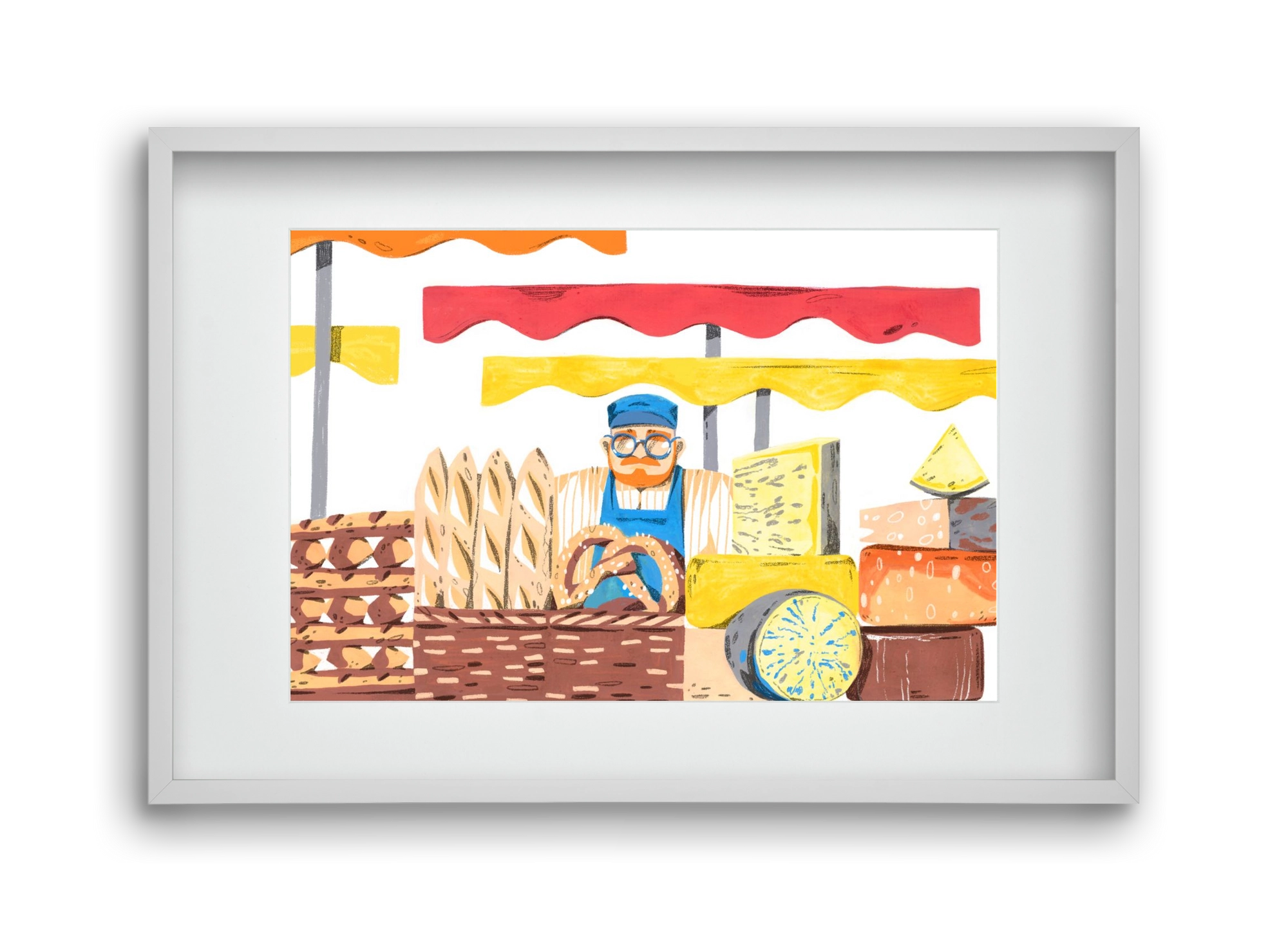 Cheese market, 45x30 cm (30x20 cm), Fehér keret, paszpartuval