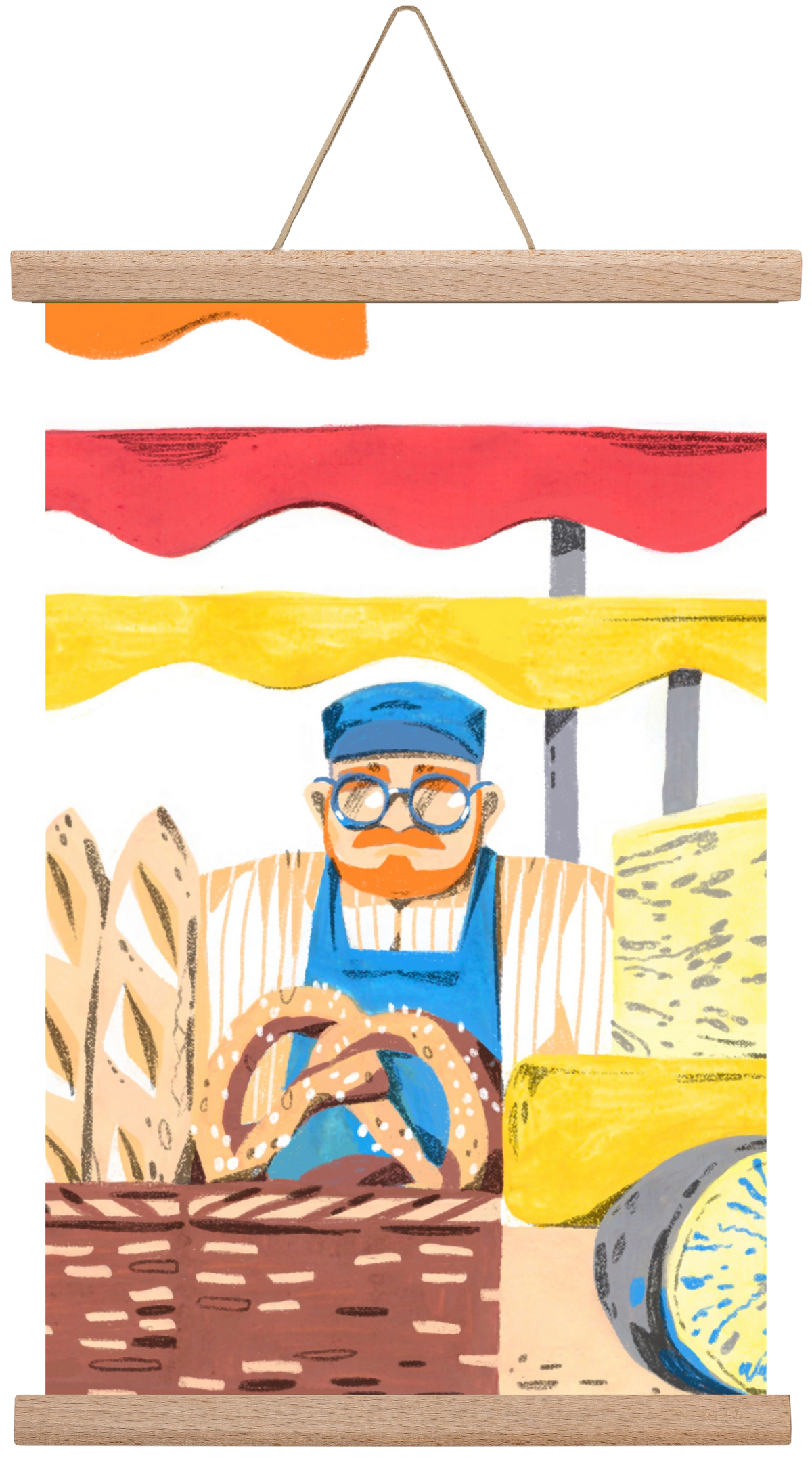 Cheese market, 45x30 cm (45x30 cm), Tölgy akasztó