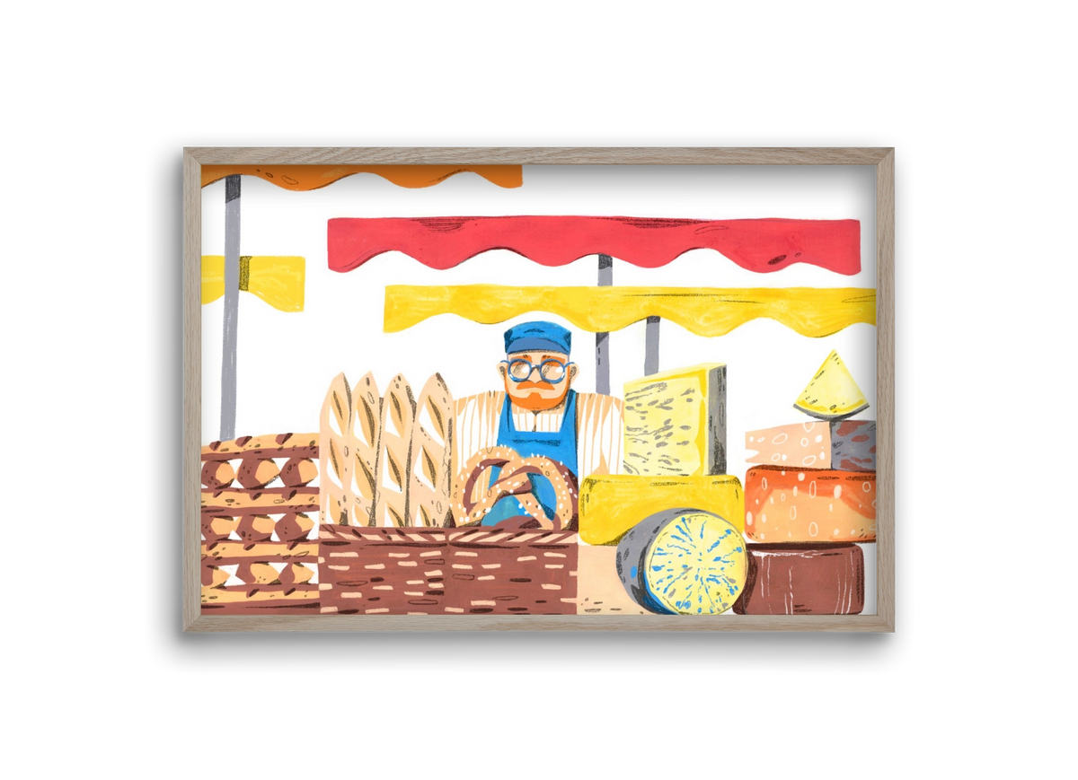 Cheese market, 30x20 cm (30x20 cm), Tölgy keret